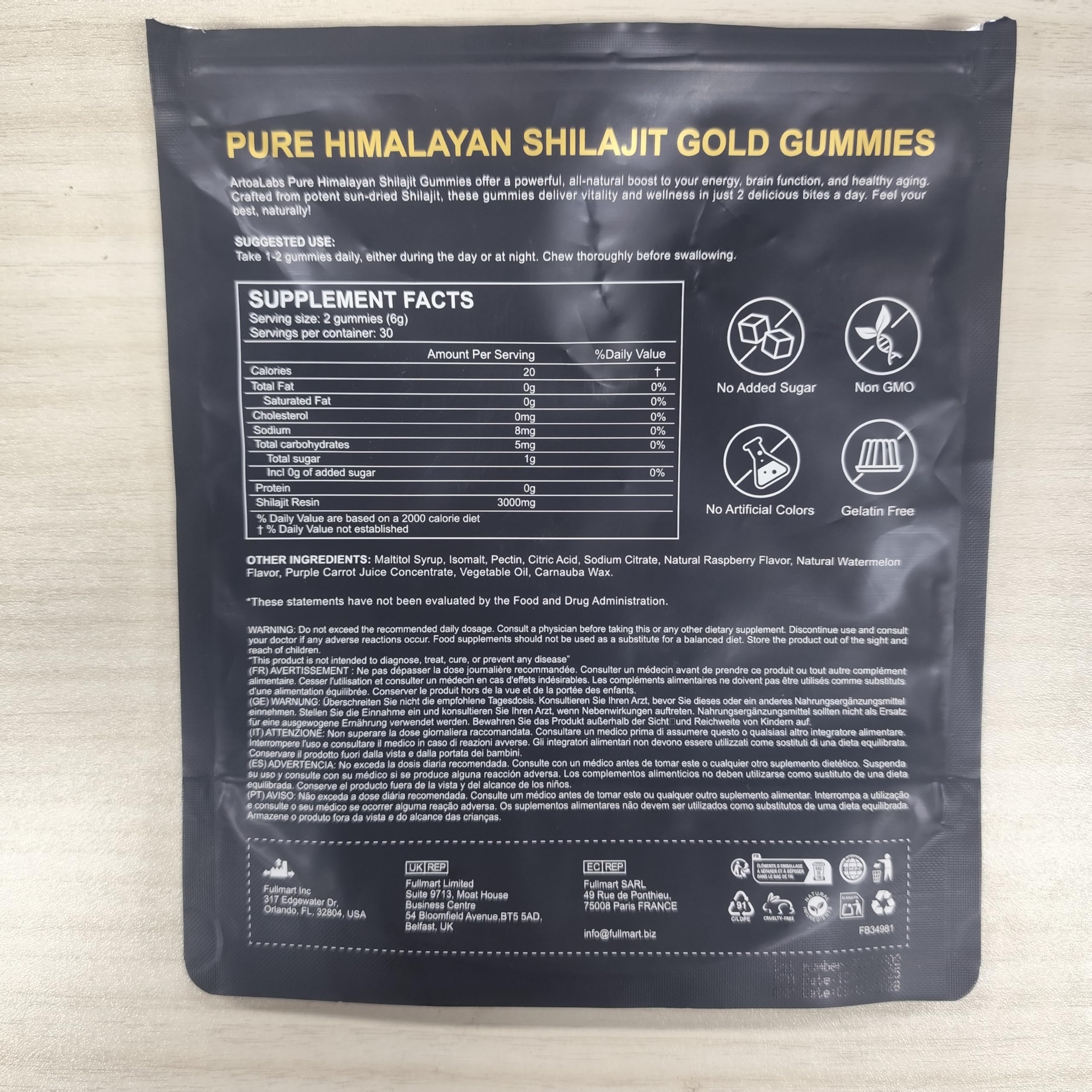 Shilajit - Orsetti gommosi 3000 mg, puro Himalaya Shilajit oro, oltre 85 oligoelementi, supporta il livello di energia, il sistema immunitario (1)