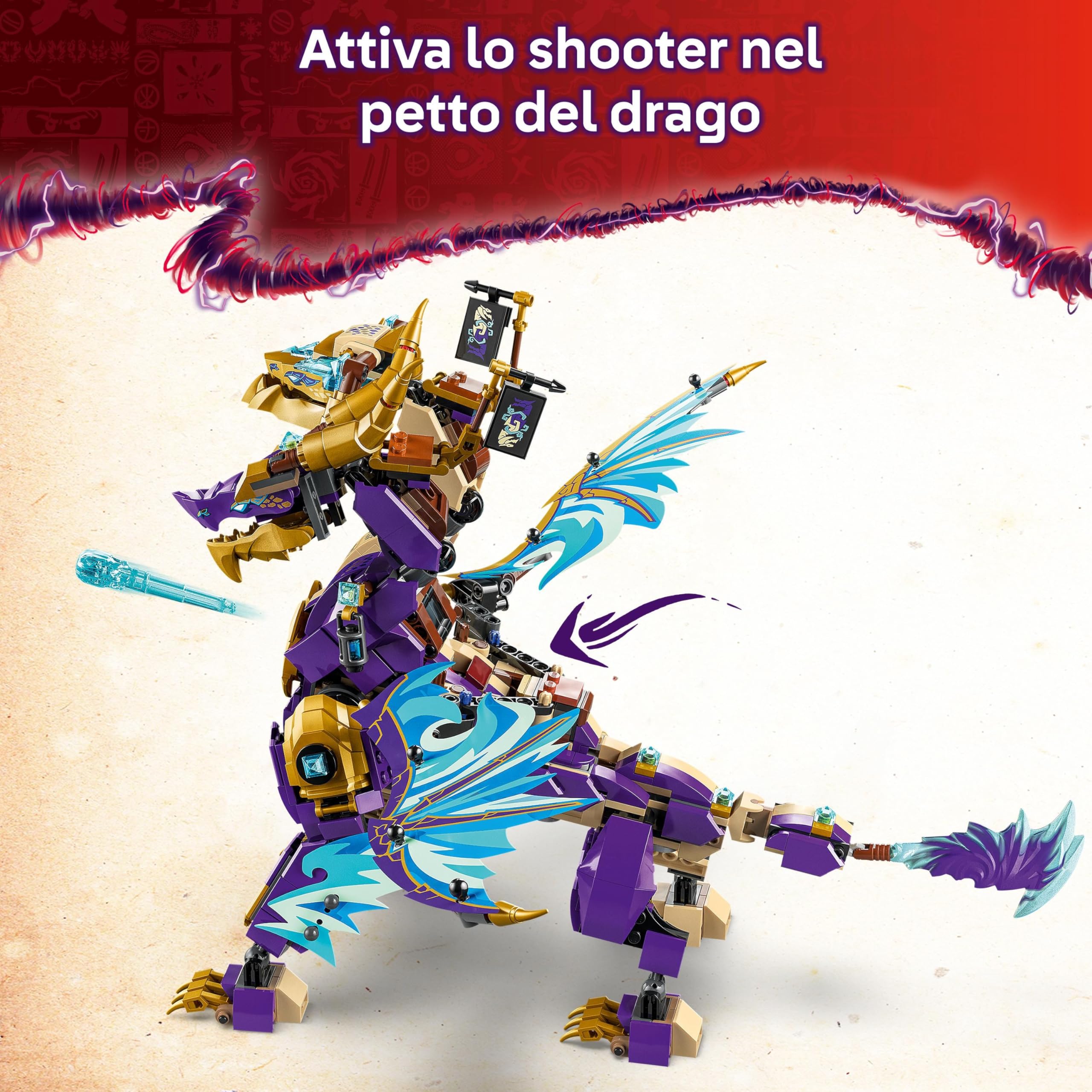 LEGO NINJAGO l’Arco Dragone della Concentrazione, Giocattolo con Drago, 8 Minifigure e Spinner Spinjitzu, Giochi per Bambini e Bambine da 9 Anni, Regalo di Compleanno per fan di Dragons Rising - 71836