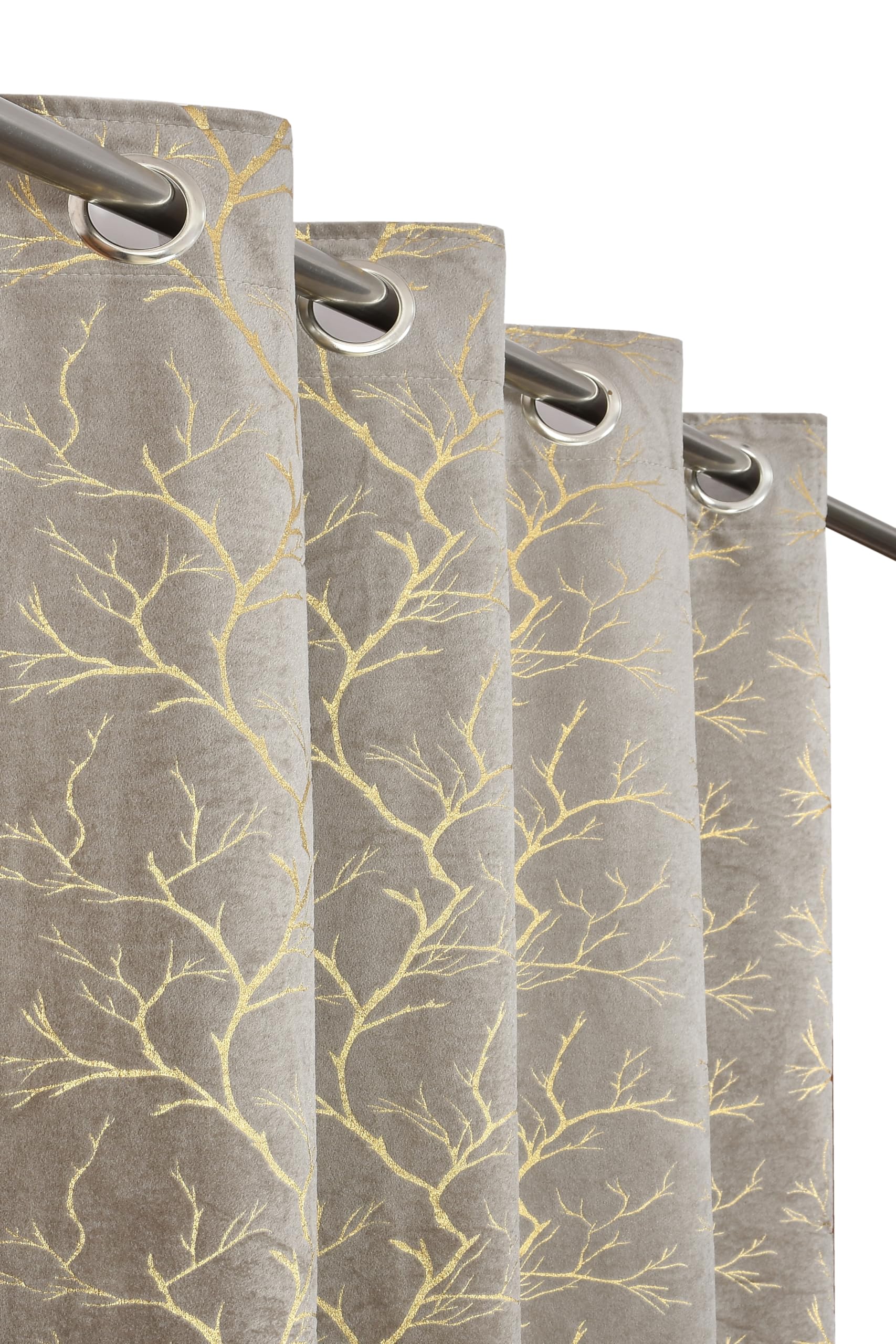 Homefab India Velvet Curtains Room Darkening - Window 5 feet, Pack of 2 Panels, Grey