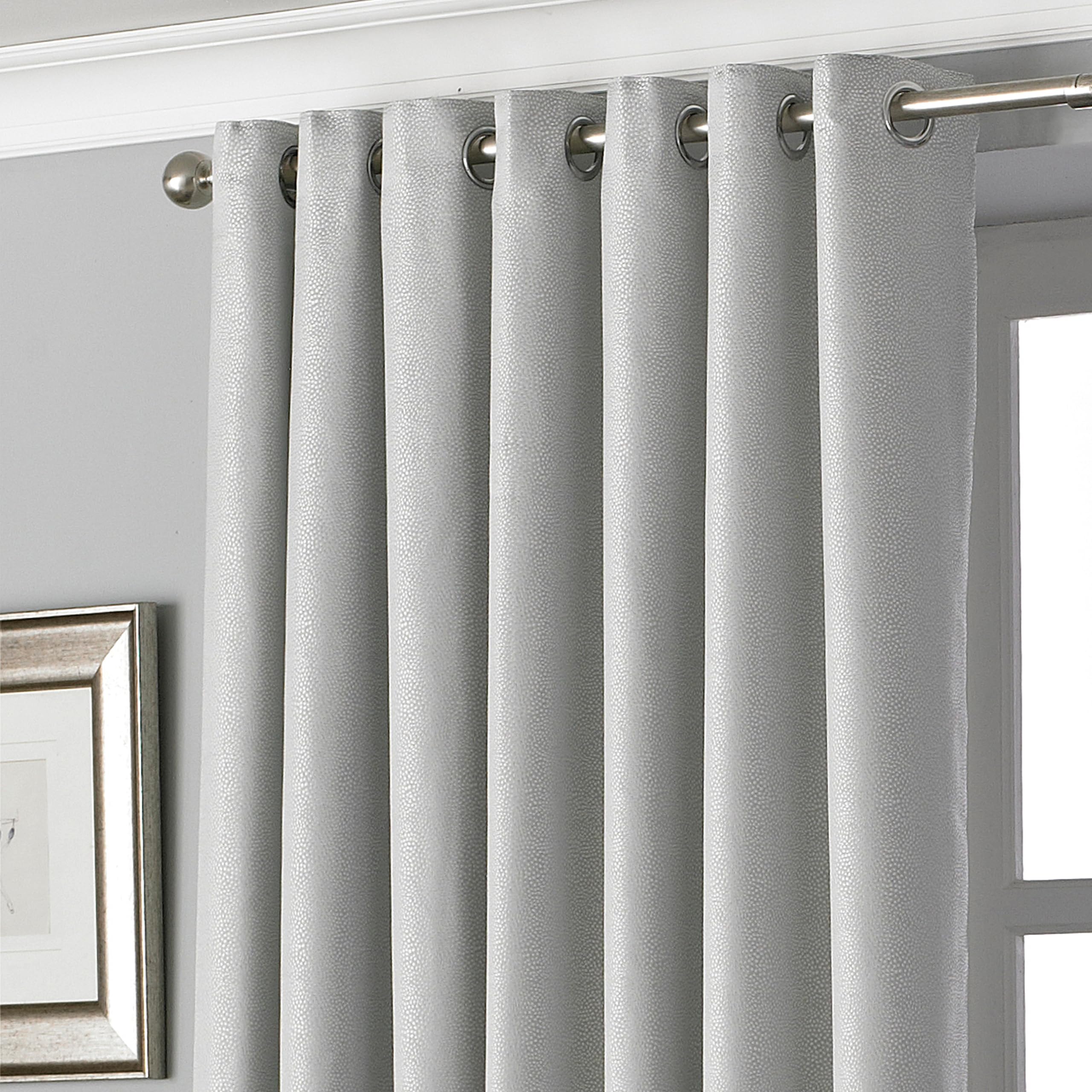 Paoletti Pendleton Spotted Eyelet Curtains, Silver, W 90.2" x L 90.2" (1 Panels) - Image 2