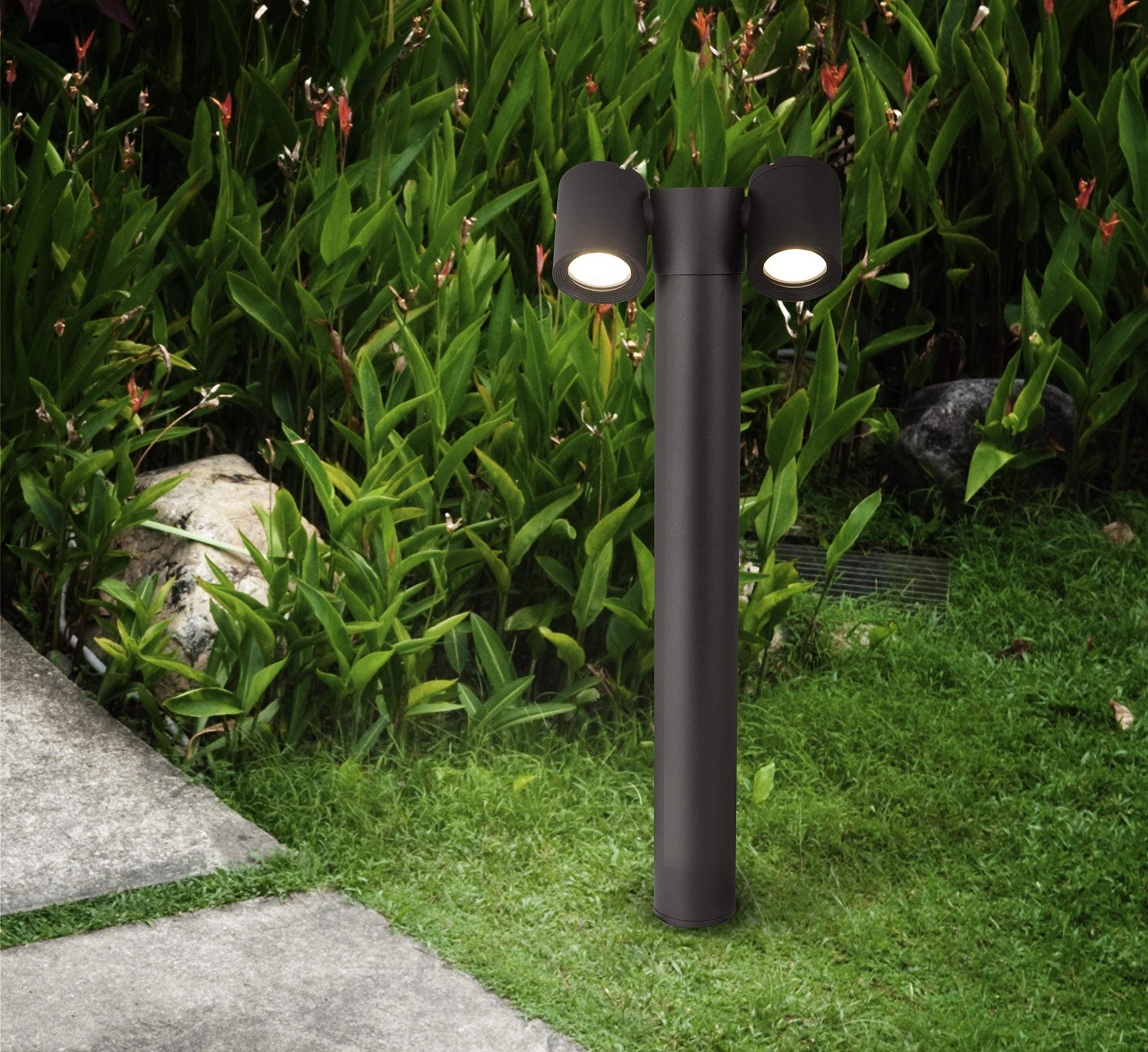 Réverbère extérieur borne lumineuse aluminium noir 2 x GU10 50 W IP54 230V