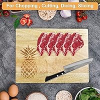 Vista 2 de Crocon Tabla de cortar de madera grande para cocina de 12.5 x 9 pulgadas, tablero de madera con forma rectangular grabada de pino y manzana