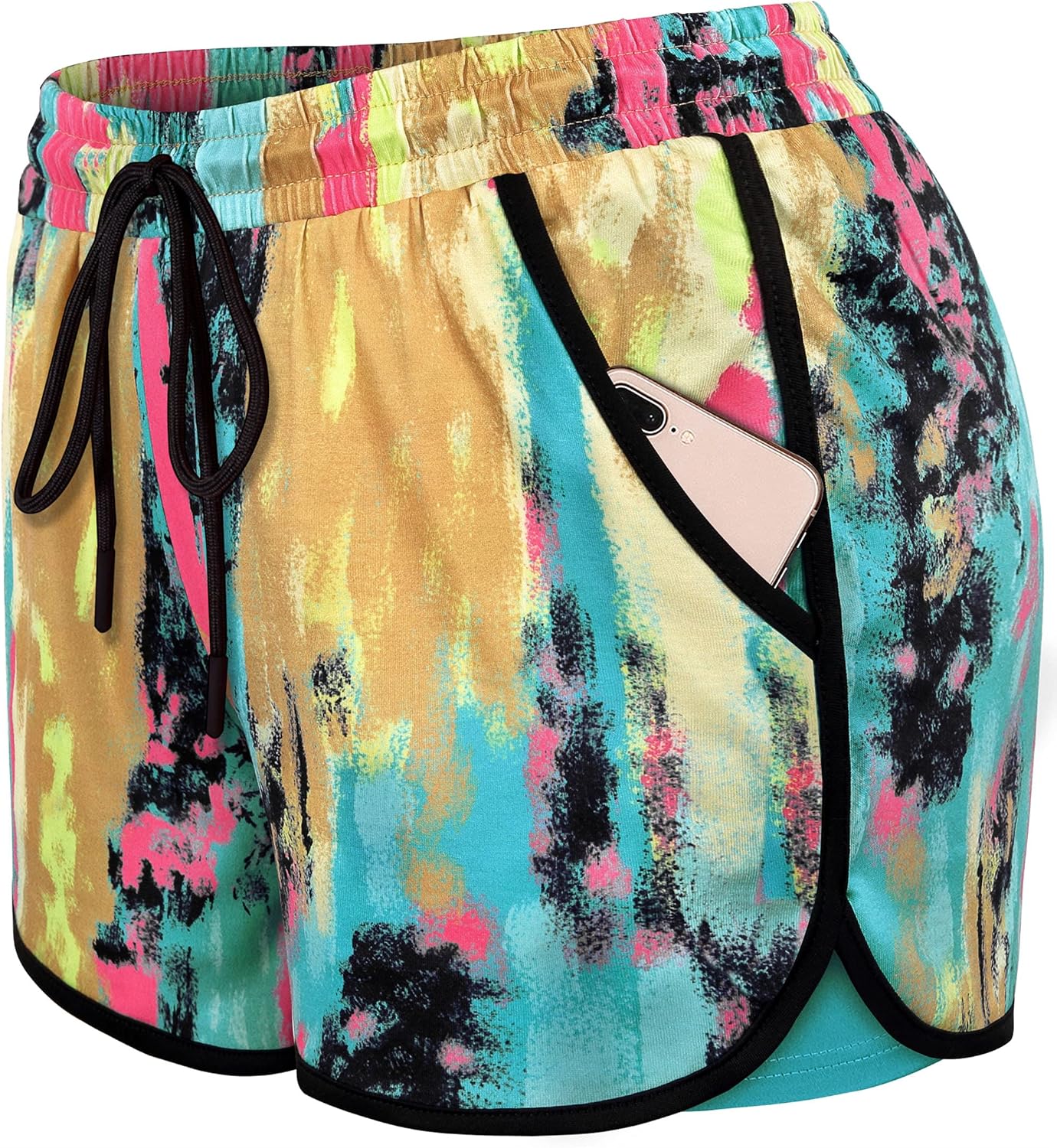 Blevonh Womens 2 in1 Running Athletic Workout Yoga Shorts with Pockets S-XXXL