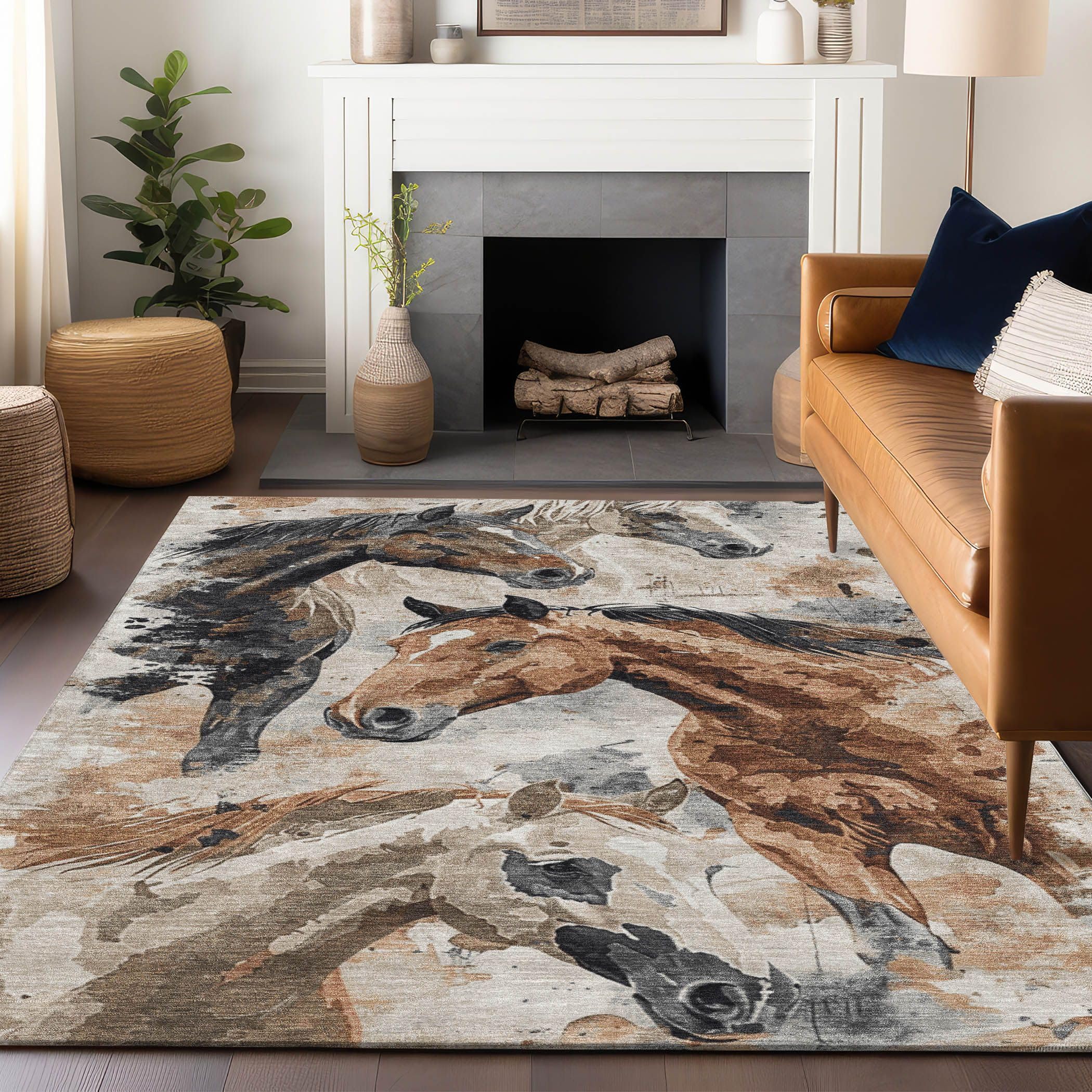 Addison Rugs Chantille ACN1720 Beige 5' x 7'6" Indoor/Outdoor, Machine Washable, Easy Clean, Non Shedding, Bedroom, Living Room, Dining Room, Kitchen,