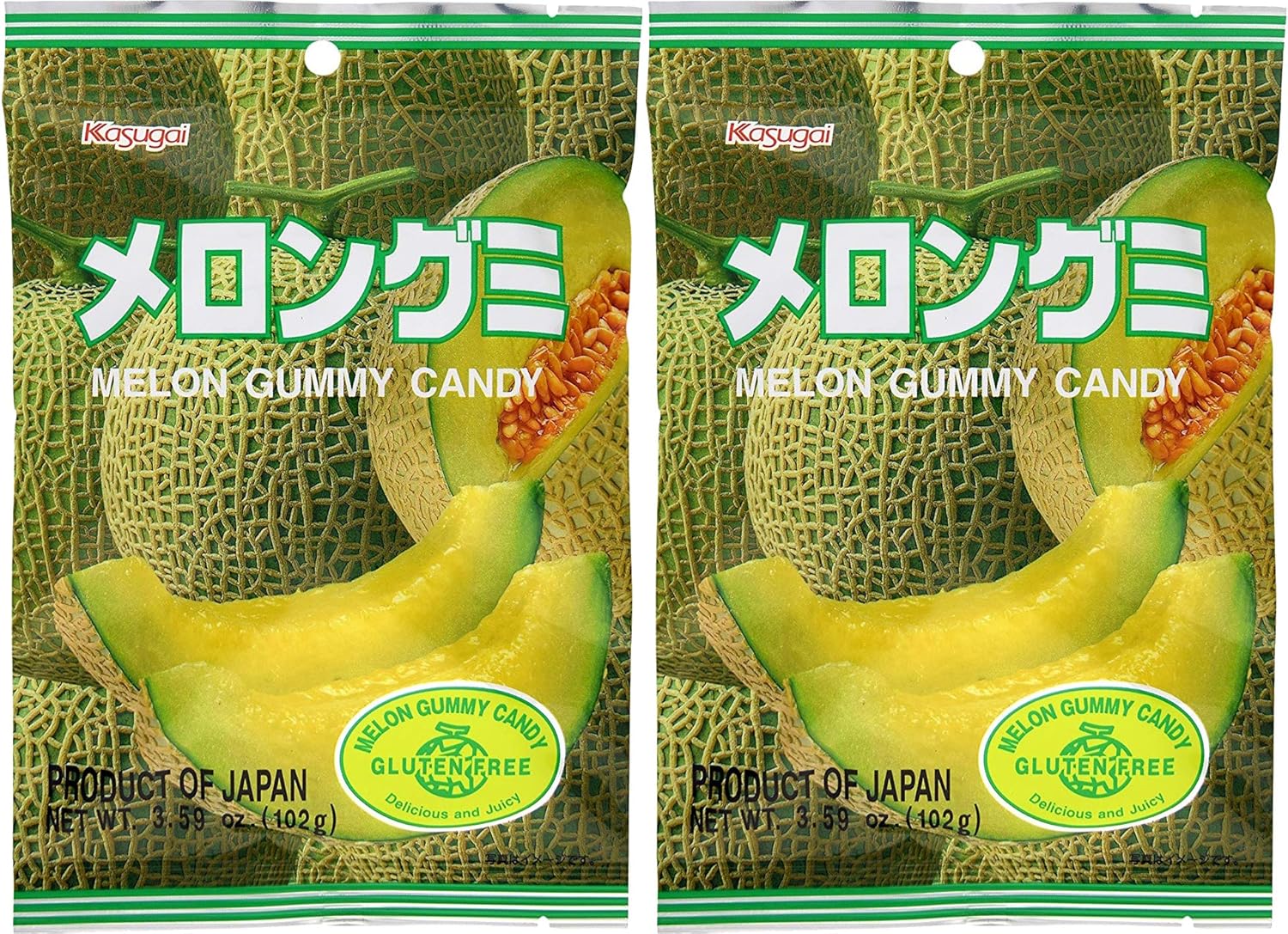 Kasugai Gummy Candy, Melon, 3.59 Ounce Packages (Pack of 2