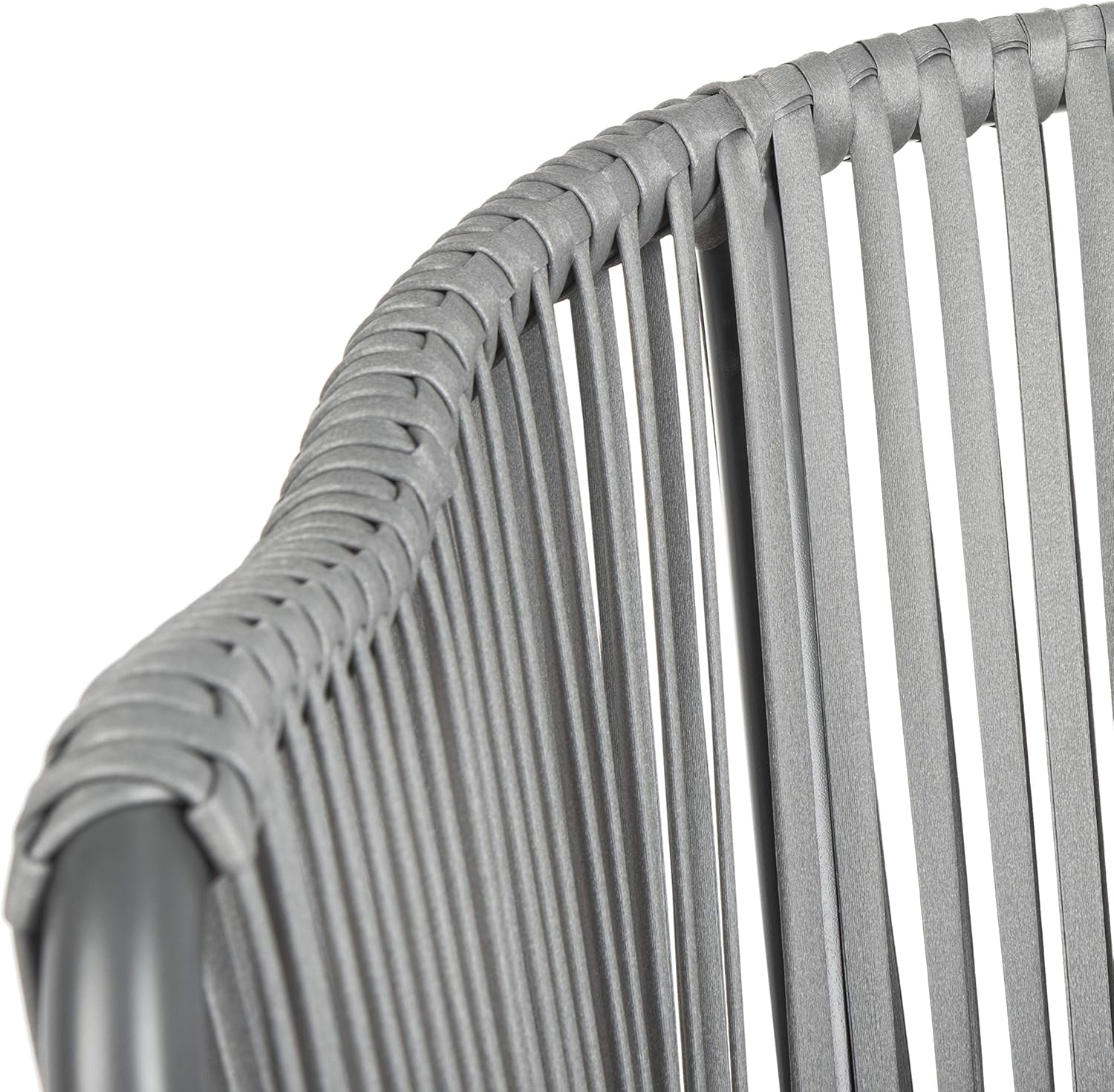 Gray Rope and Wicker Dining Arm Chair with Cushions