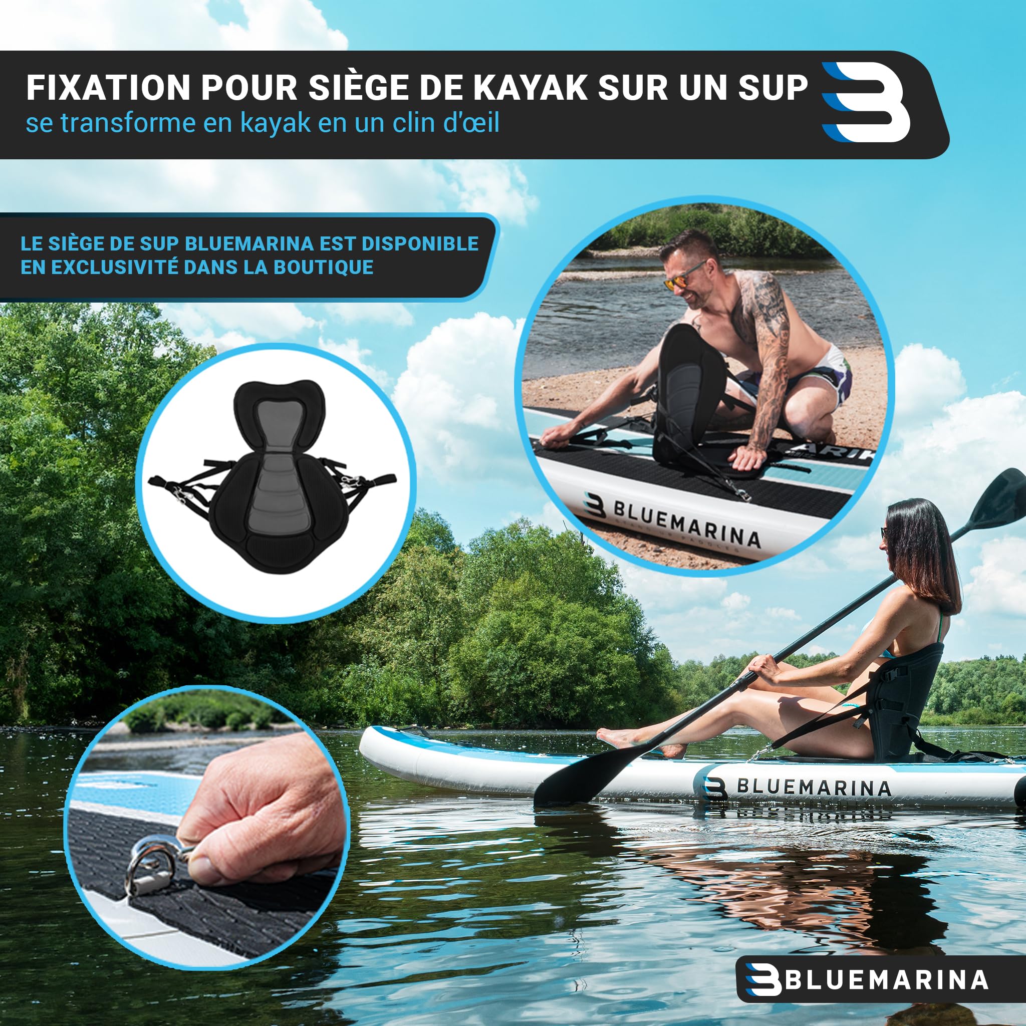 Bluemarina Planche de Stand Up Paddle Ariki Gonflable - Garantie DE 5 Ans - capacité de Charge jusqu'à 140 kg - Accessoires Inclus - 230x65x10 cm - 325x86x15 cm
