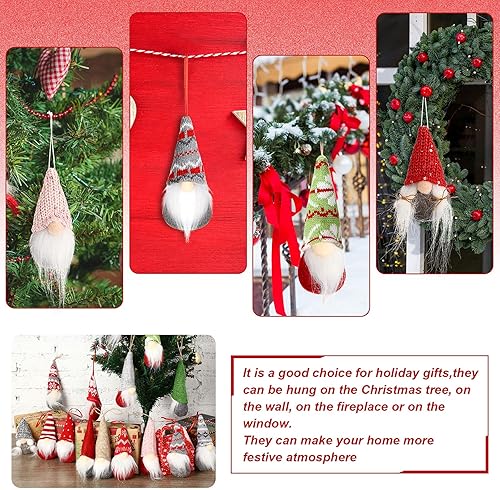 Miniatura 5 de 22 piezas de gnomos para árbol de Navidad, adornos colgantes hechos a mano, gnomos suecos Tomte, gnomos suecos, hechos a mano, gnomos de felpa, Papá