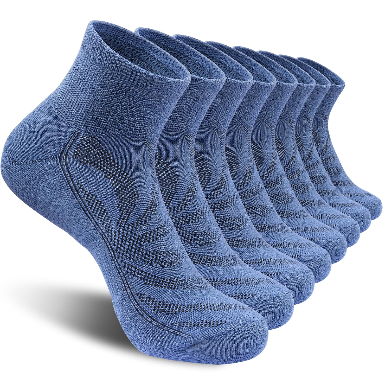 Natugloe 8 Paar Quarter Sportsocken, Baumwolle Sneaker Socken Herren Damen Atmungsaktive Halbsocken Gepolstert mit Frotteesohle