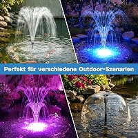 Fântână plutitoare pentru iaz de grădină Biling cu iluminare LED, pompă de 2500 l/oră, cablu de 9 metri cu ștecher UE, 3 moduri de funcționare, rezistentă la îngheț 7