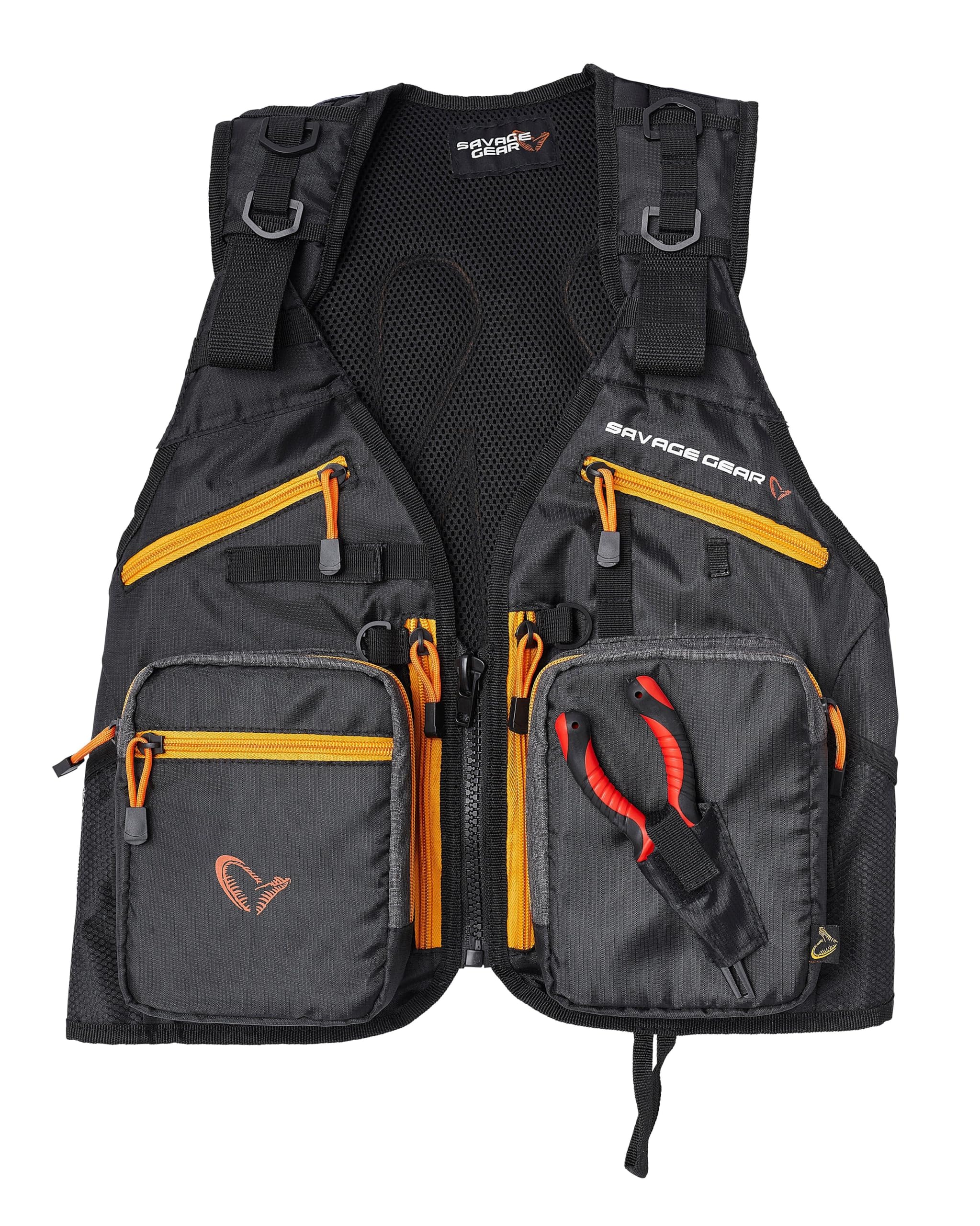 Savage Gear PRO-Tact Spinning Fishing Vest - Gilet tattico Impermeabile per la Pesca con custodie per Esche e pinze in Acciaio al Carbonio - vestibilità Regolabile, Tasche Multiple, Unica