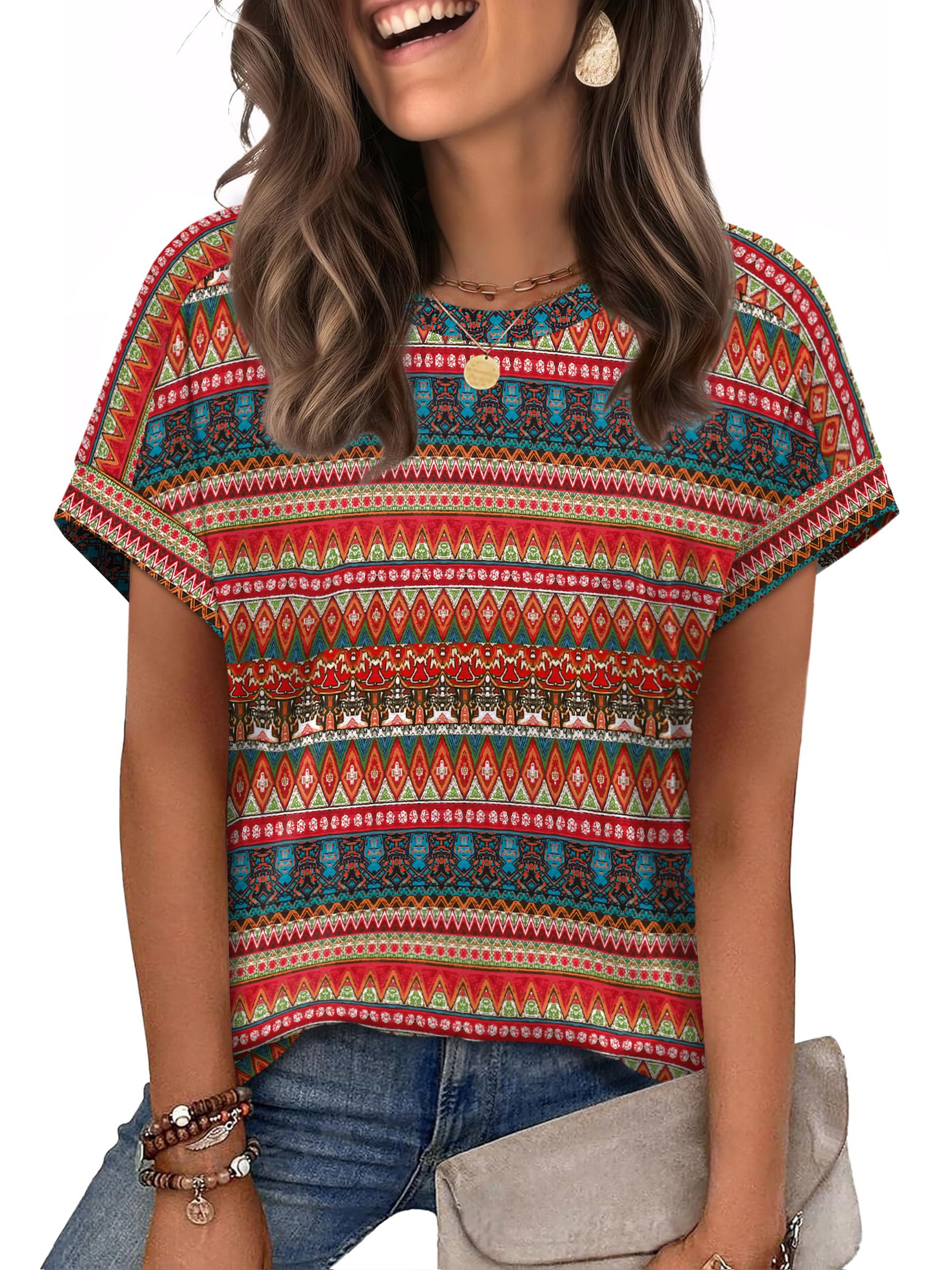 WIHOLL Womens Tops Short Sleeve Shirts Summer Outfits 2026 Spring Dressy Casual Clothes Clothing