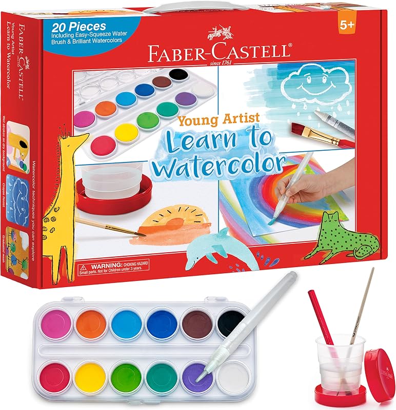 Artista joven aprende a acuarela: juego de pintura de acuarela para niños a partir de 5 años, pintura de acuarela lavable y apta para niños (el embalaje puede variar)
