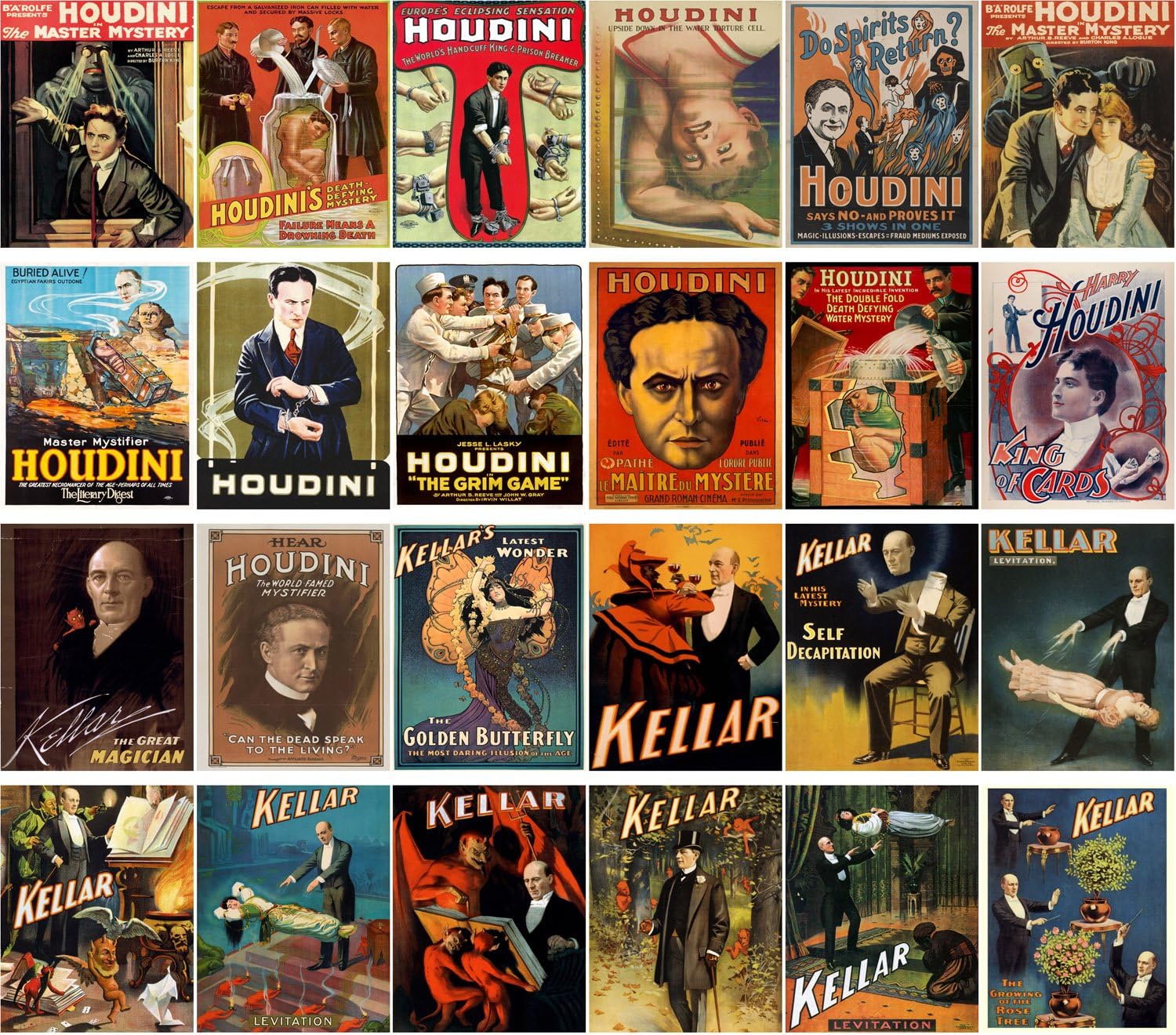 PIXILUV Vintage PostCards 24 pcs Houdini Magician Kellar Vintage Movie Show Posters image 2