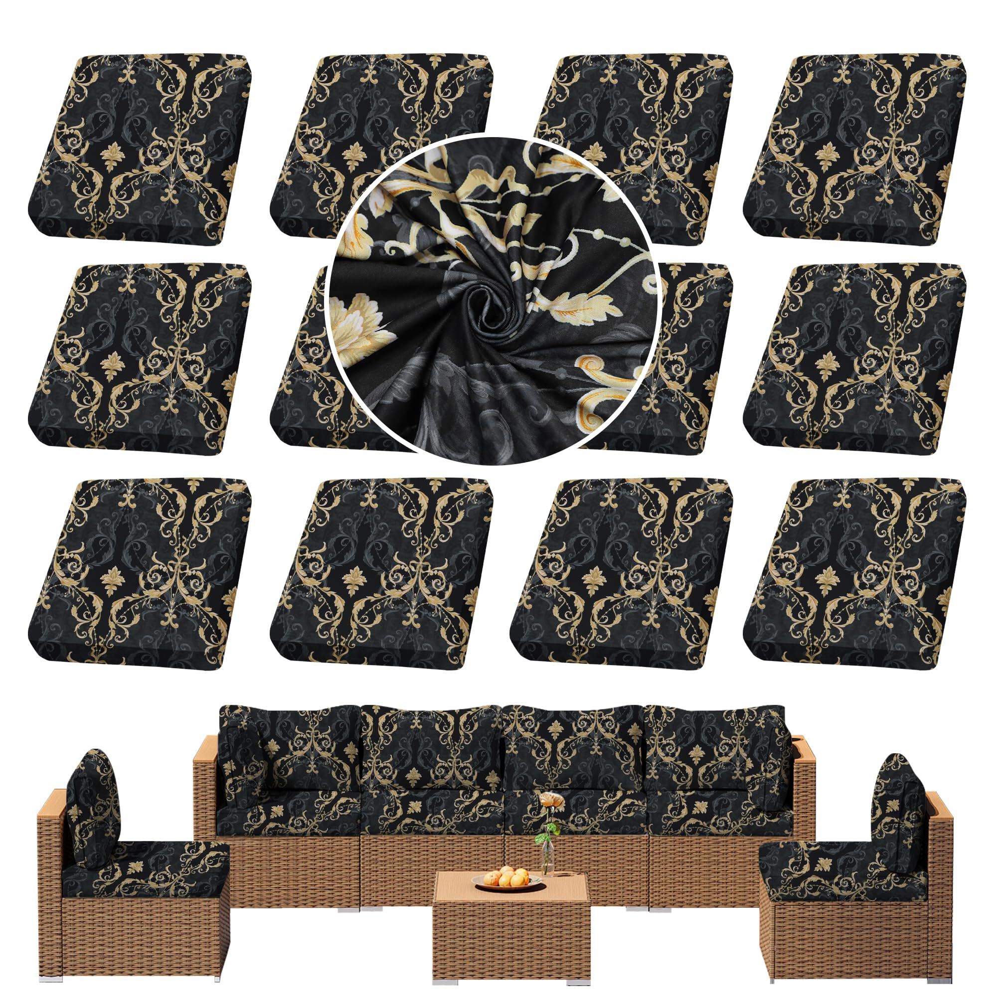 12PCS Patio Cushion Covers.Patio Furniture Couch SeatSlipcovers
