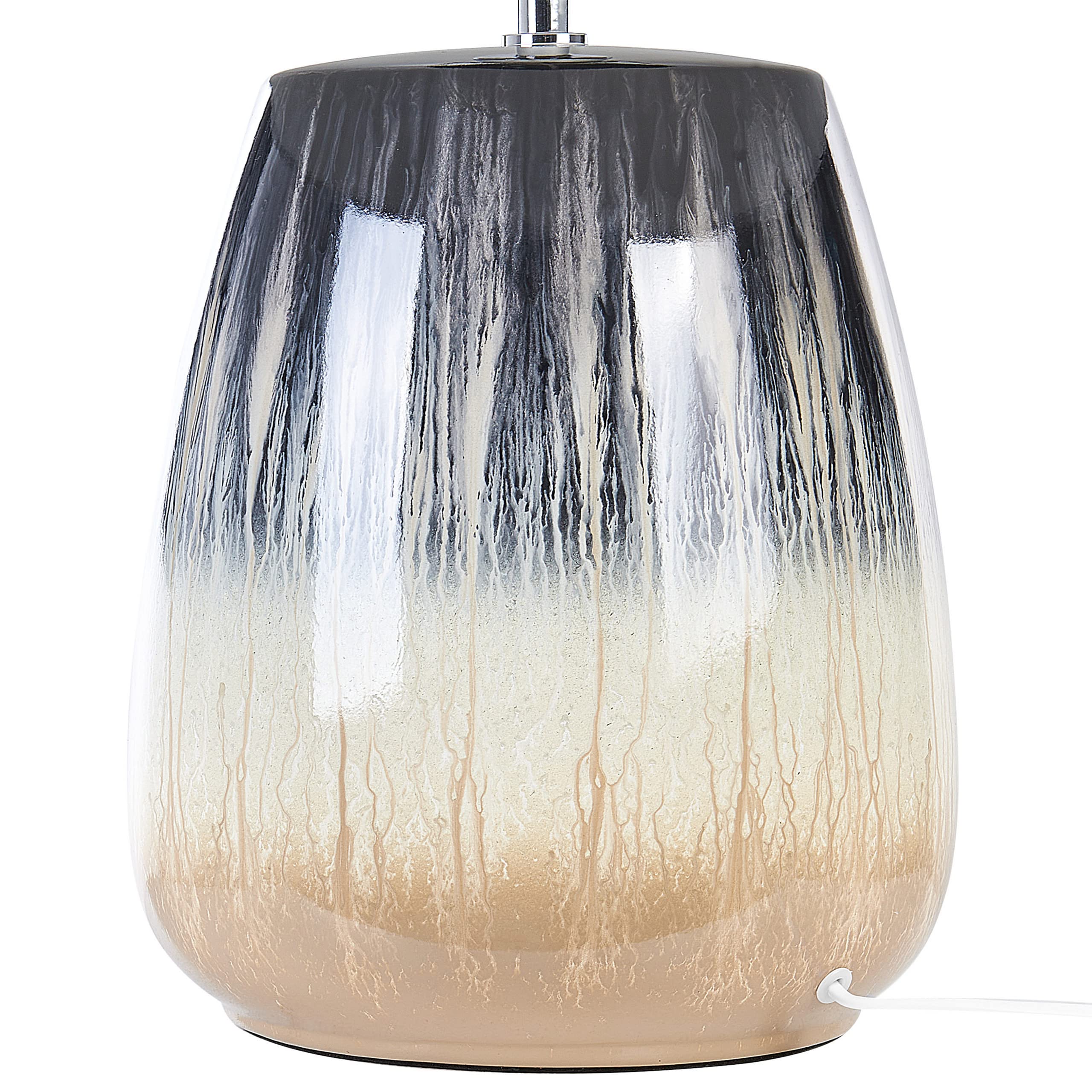 Lampada da tavolo in ceramica grigia e beige con paralume bianco 63 cm