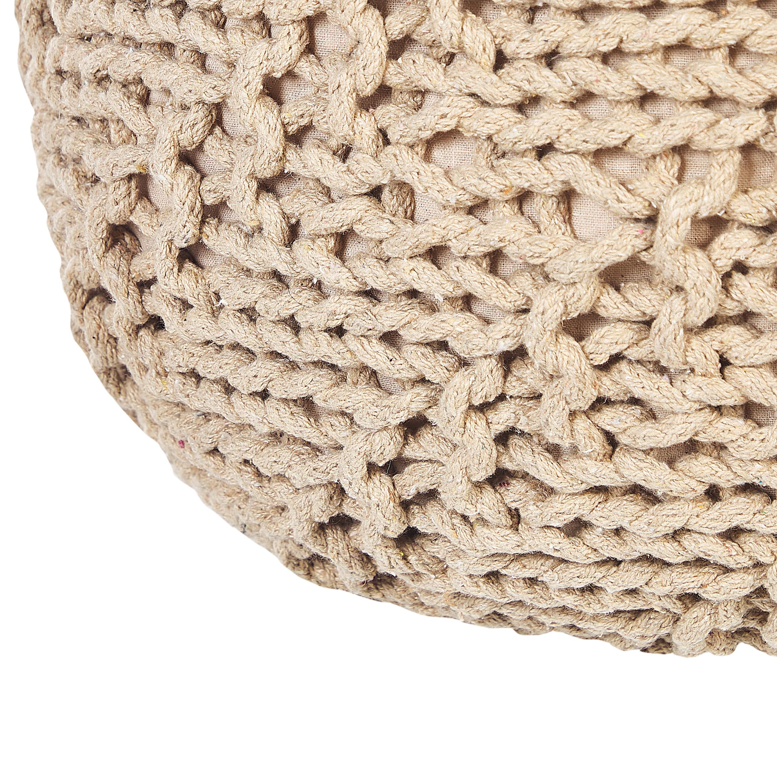 Otomana de algodón beige 50 x 35 cm puf reposapiés bolas EPS moderno Priene