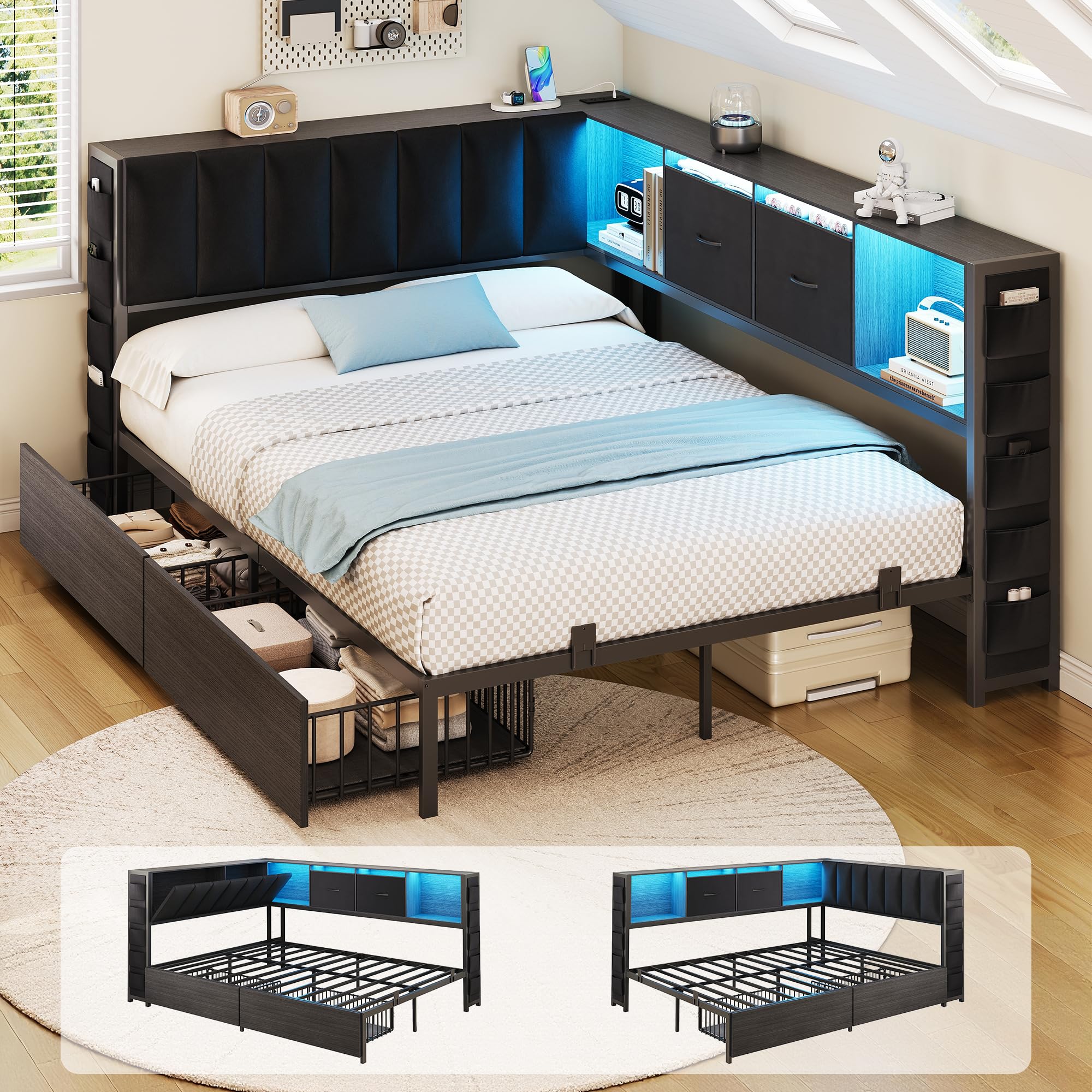 Photo 1 of MapleGrace Full Corner Bed Frame Black