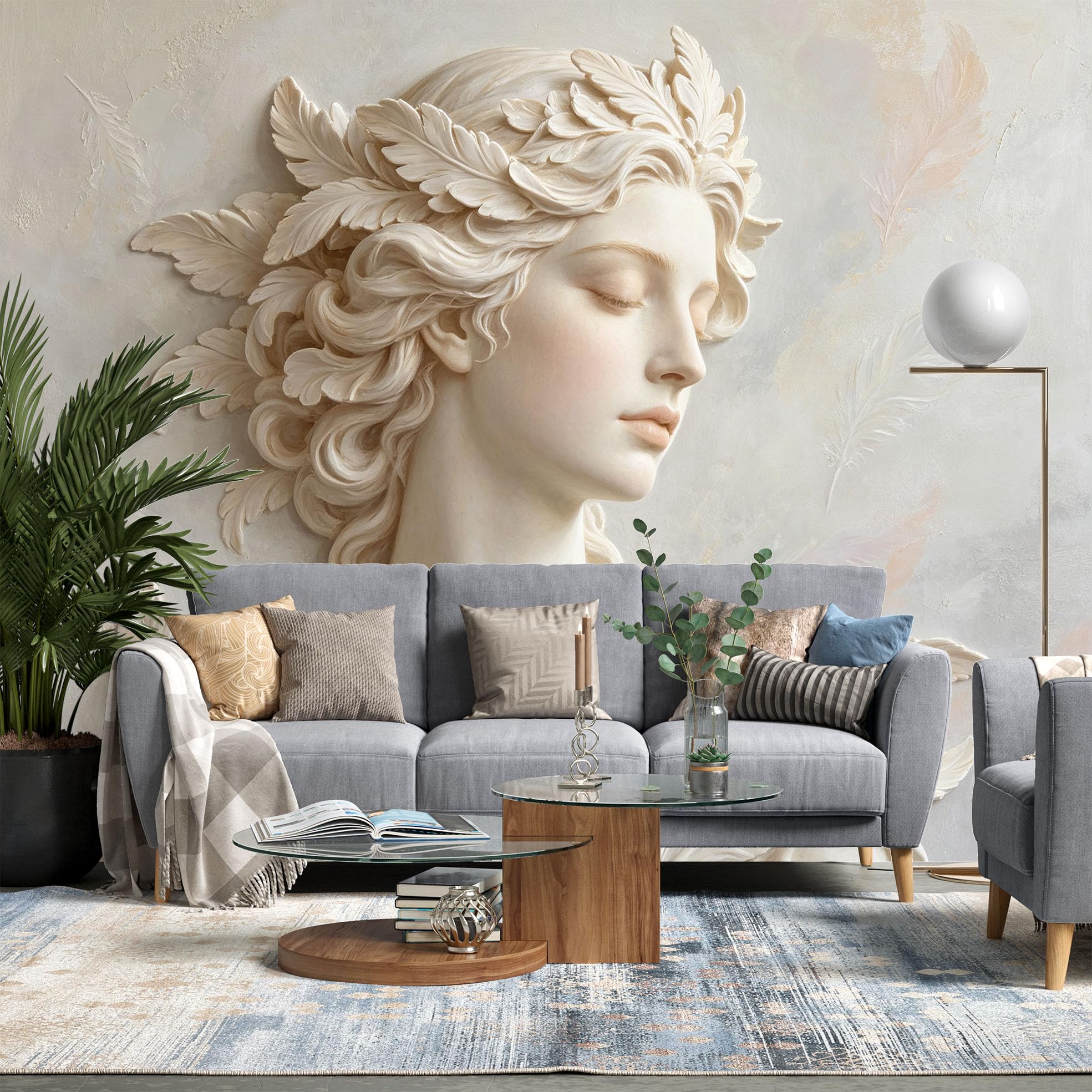 Fototapeten 3D Fototapete 500 x 280 Cmklassische Göttinnen Lorbeerkranz Tapete Wandbild Nicht Gewebt Moderne Wandkunst für Wohnzimmer Schlafzimmer Hintergrund