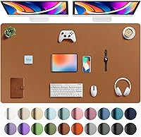 Vista 155 de Aothia Protector de escritorio de cuero, alfombrilla para ratón, alfombrilla de escritorio de oficina, secante de escritorio de cuero PU