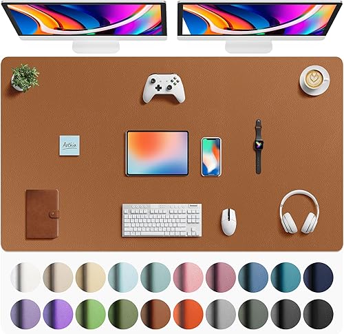 Miniatura 155 de Aothia Protector de escritorio de cuero, alfombrilla para ratón, alfombrilla de escritorio de oficina, secante de escritorio de cuero PU