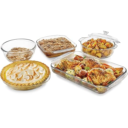 Libbey Baker's Basics 5-Piece Glass Casserole Baking Dish Set with 1 Cover