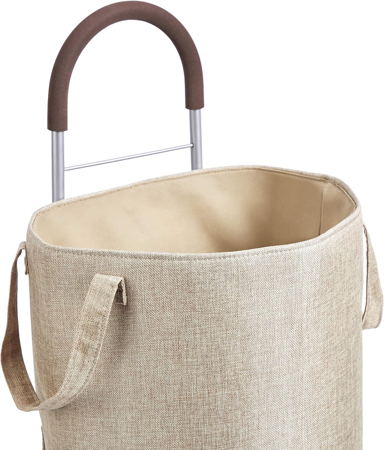 Exclusive Discount 70% Price Amazon Basics Rolling Laundry Hamper Cart Converts into Dolly, 36 inch Handle Height, Beige