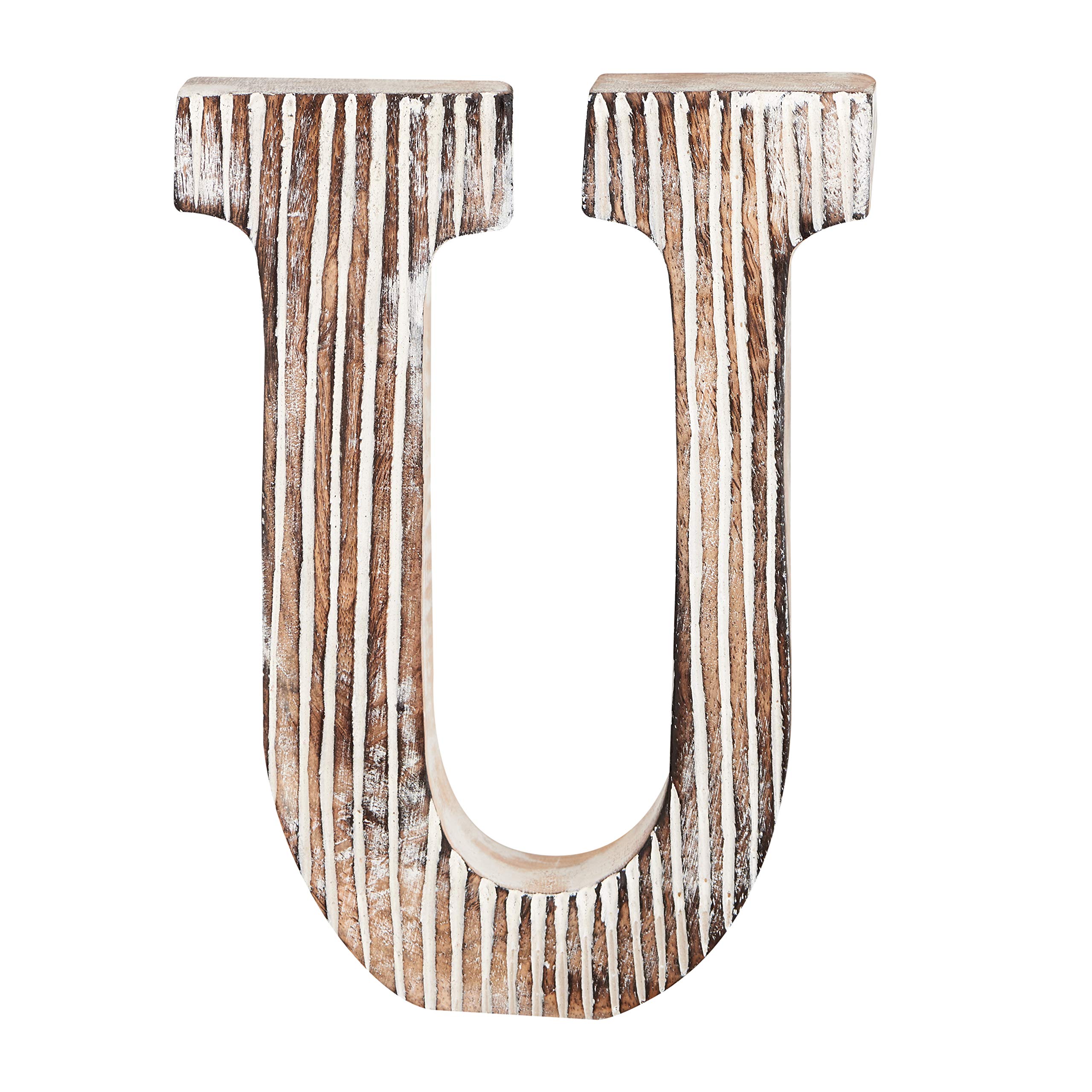 Decorative Wood Letter U | Standing and Hanging Wooden Alphabets Block for Wall Decor | Shabby Chic Wood Block Letter for Wall Table | Alphabet Letter for Home Bedroom Birthday Housewarming Party
