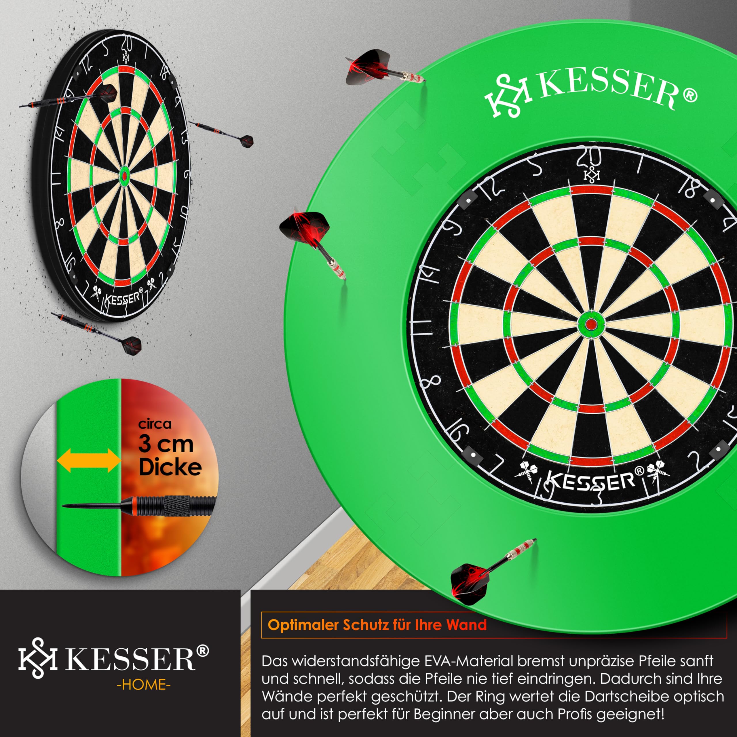 KESSER® Dartscheibe Catchring Schutzring Ø45cm | Auffangring rund Stabiler Wandschutz Zubehör | passend für alle Dartscheiben | Dartring Stabiler Wandschutz Backboard Surround Ring für Dartboard Eva