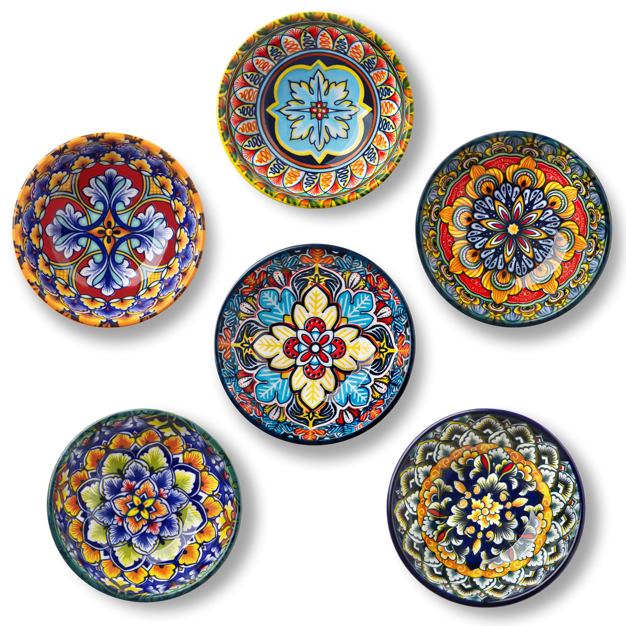 vancasso SIMI 2.7 Oz Ceramic Dipping Bowls Set of 6, Bohemian Sauce Bowls