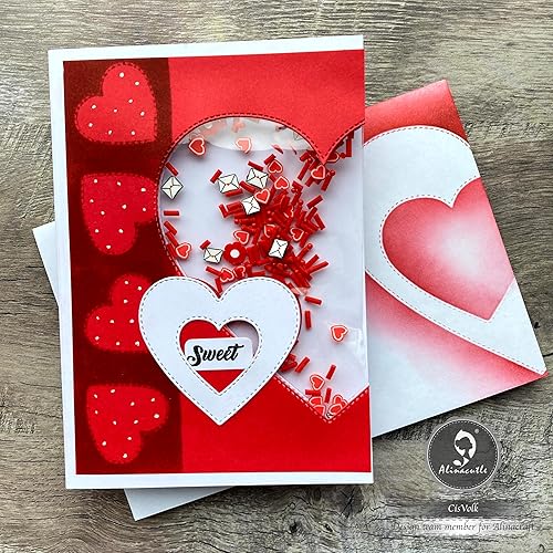 Miniatura 4 de Alinacutle Plantillas de marco de anidación de corazón, 6 troqueles de metal, plantillas de tarjetas hechas a mano, troquelados de papel