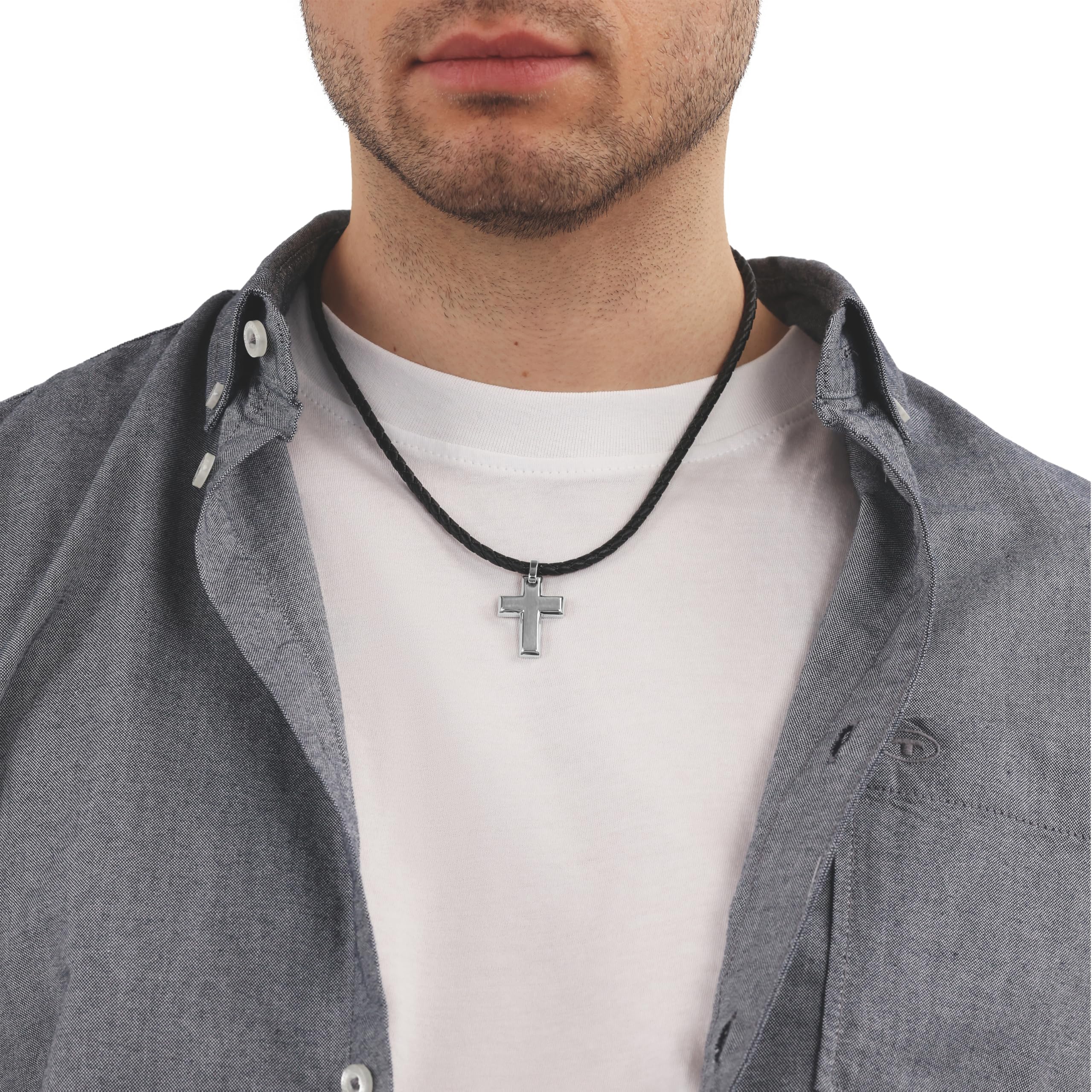 Tom Tailor Kette mit Anhänger für Herren, Edelstahl, 47+5 cm, silber, Kreuz-Anhänger, Geschenkidee, Halsschmuck, Herrenschmuck, 2100699