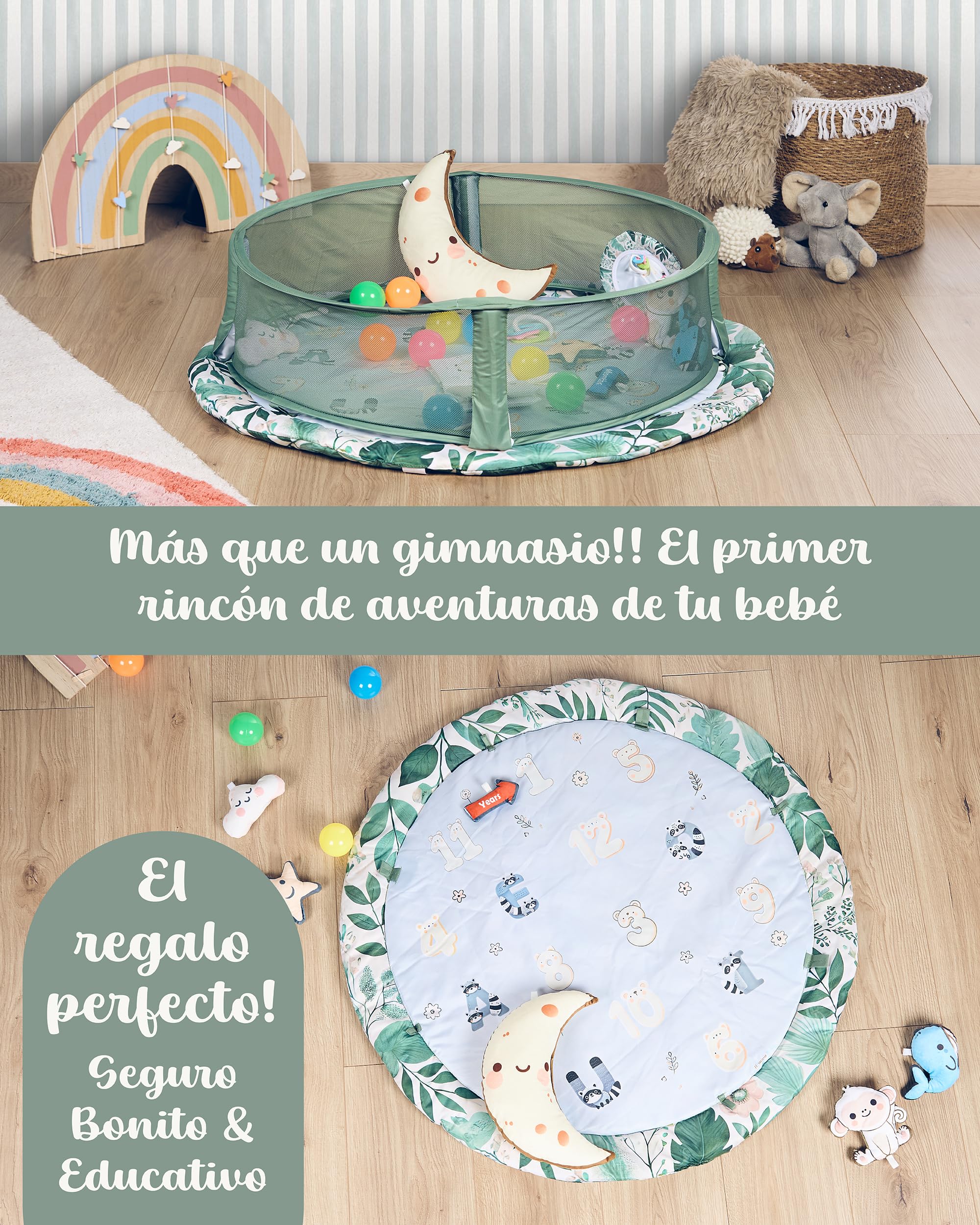 Gimnasio Bebe, Reversible 8 Juguetes Valla 10 Bolas Cojín Tummy, Gimnasio Bebe 0-6 meses, Tapete Actividades Bebe, Manta Actividades Bebe, Tummy Time Bebe, Alfombra Bebe, Manta Meses
