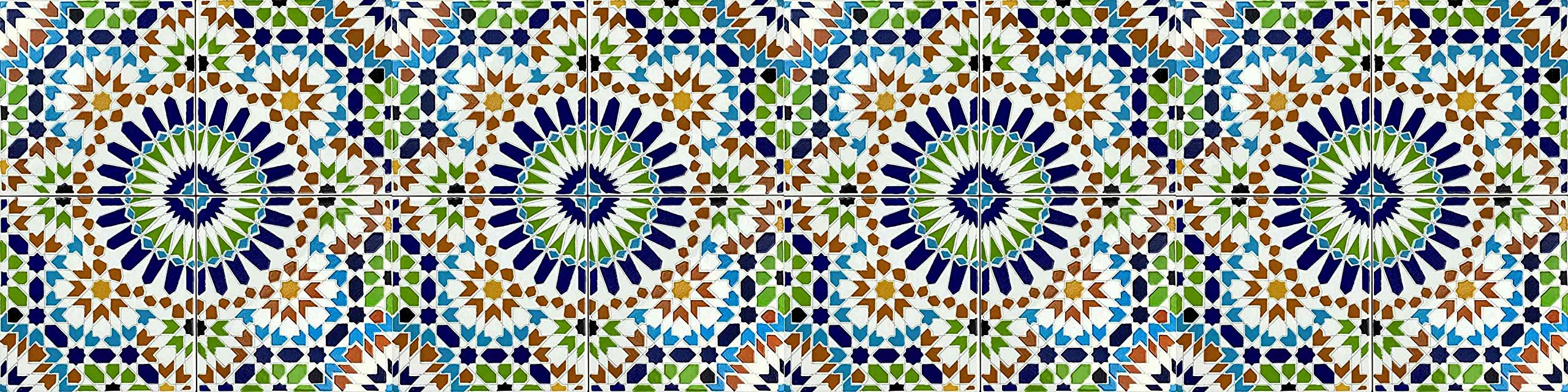 Cerames Azulejos de Cerámica Marroquí Fara - Azulejos de mosaico Marroquí para baño, cocina, sala de estar, ducha, debajo de las escaleras | Azulejos marroquíes en estilo oriental 20x20 cm