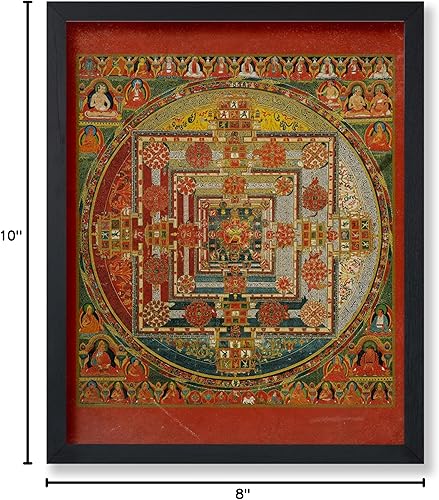 Miniatura 7 de Poster Master Póster vintage de mandala Kalachakra, impresión retro de la rueda del tiempo, arte budista, arte tibetano, regalo para hombres,