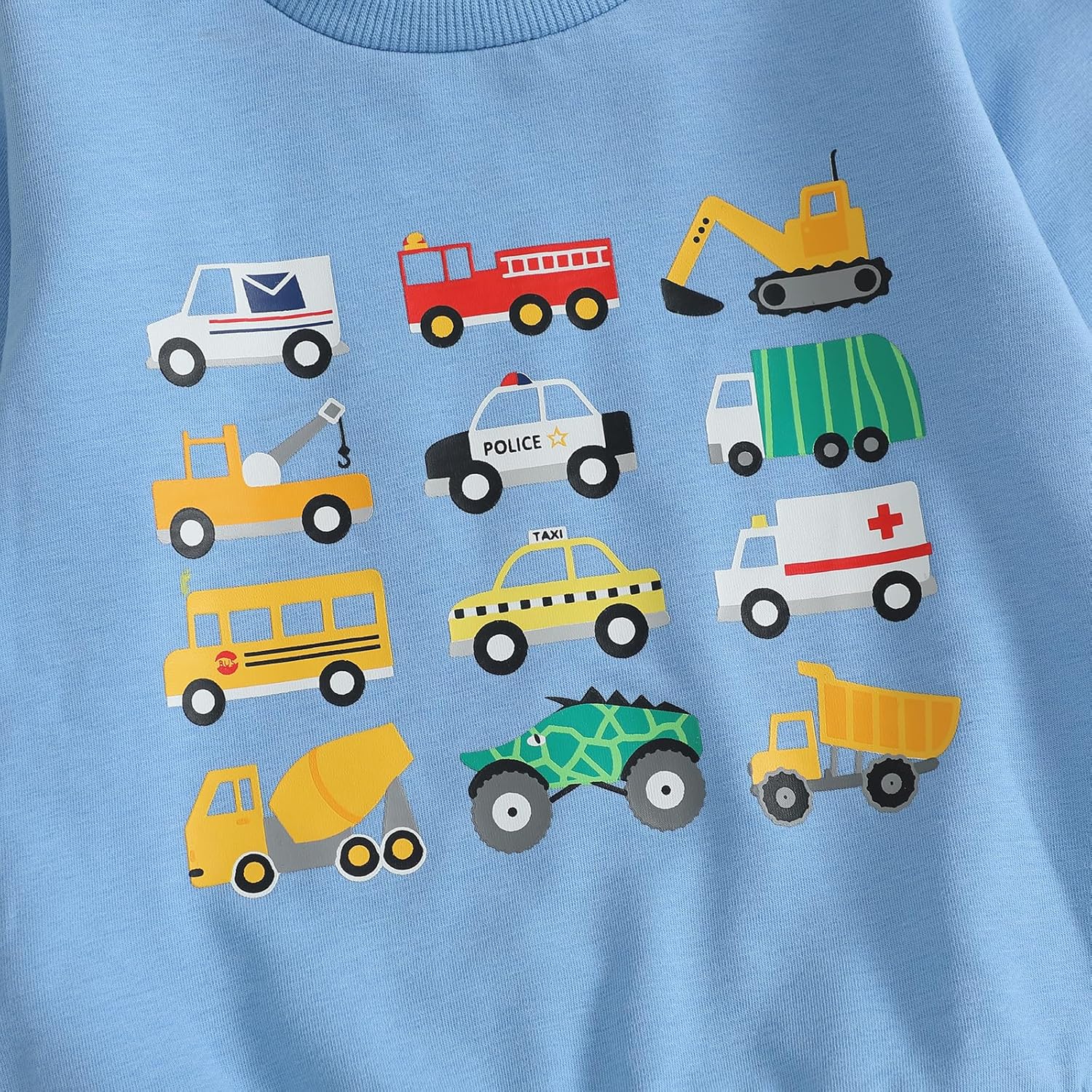 Toddler Baby Boy Fall Outfit Vehicle Print Long Sleeve Sweatshirt and Elastic Pants Set 2Pcs Winter Clothes - Image 5