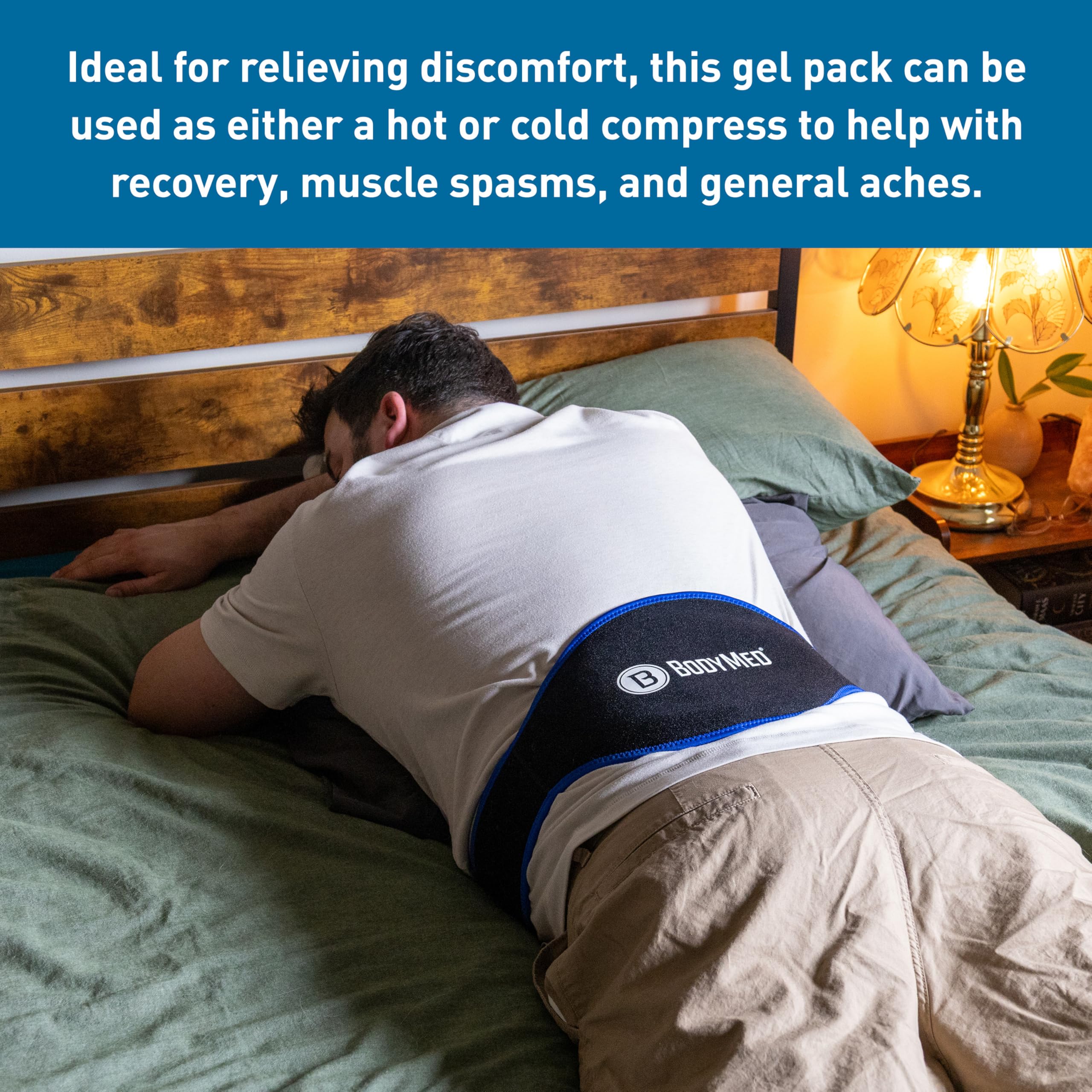 BodyMed Versátil paquete de gel para terapia de frío y calor, flexible y reutilizable, para aliviar el dolor, neopreno ajustable, transpirable, apto para microondas y congelador, ideal para espalda