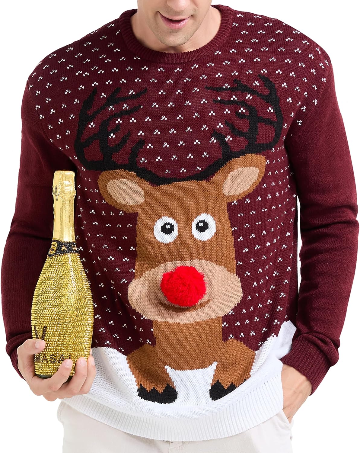 *daisysboutique* Men's Holiday Reindeer Snowman Santa Snowflakes Sweater - Image 2