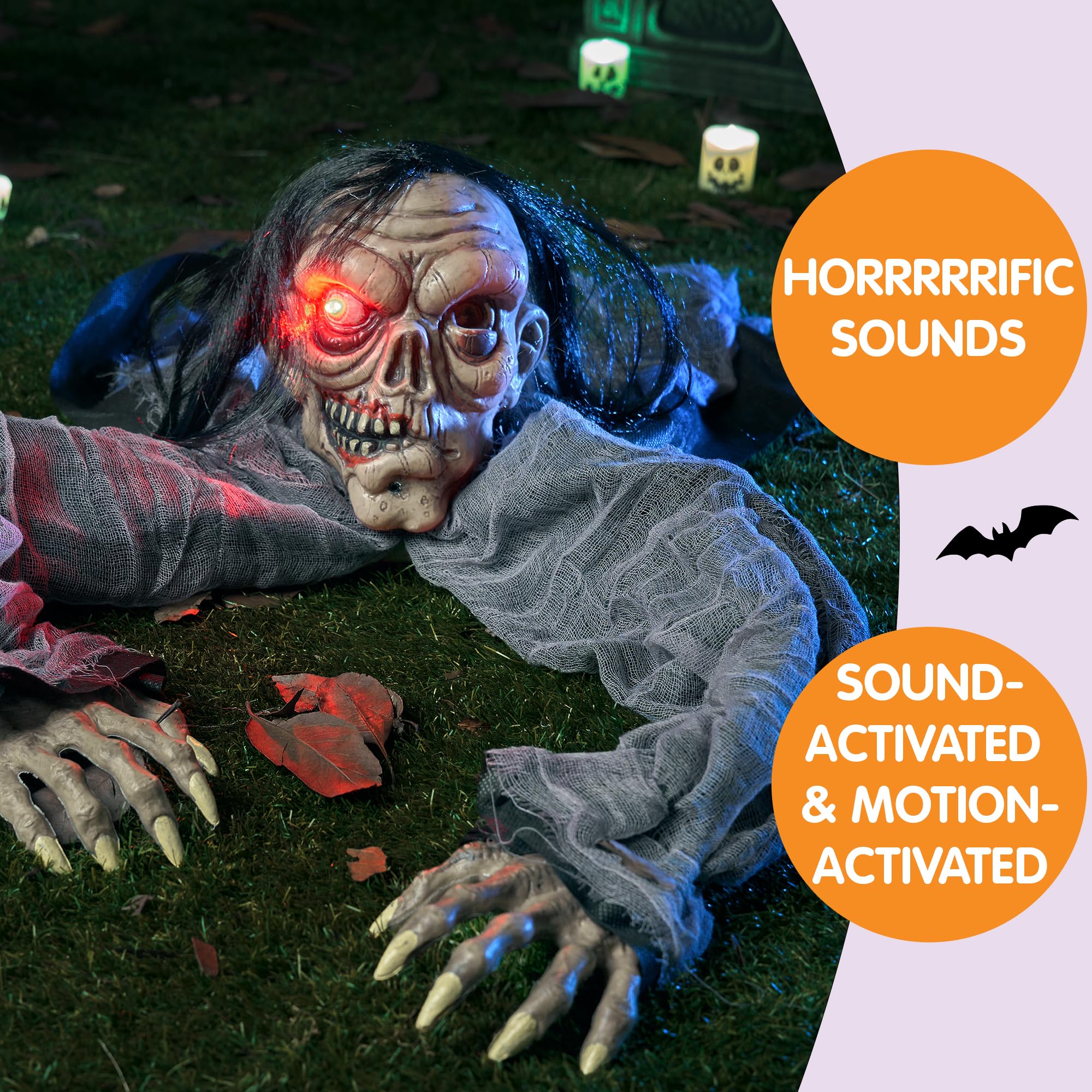 JOYIN Halloween Animated Zombie Groundbreaker with Decayed Face - Animatronic Decorations with Movable Arms for Outdoor Yard Decor - Image 3
