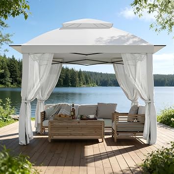 11X11 Gazebo Pop Up with 4 Sidewalls Mosquito Netting