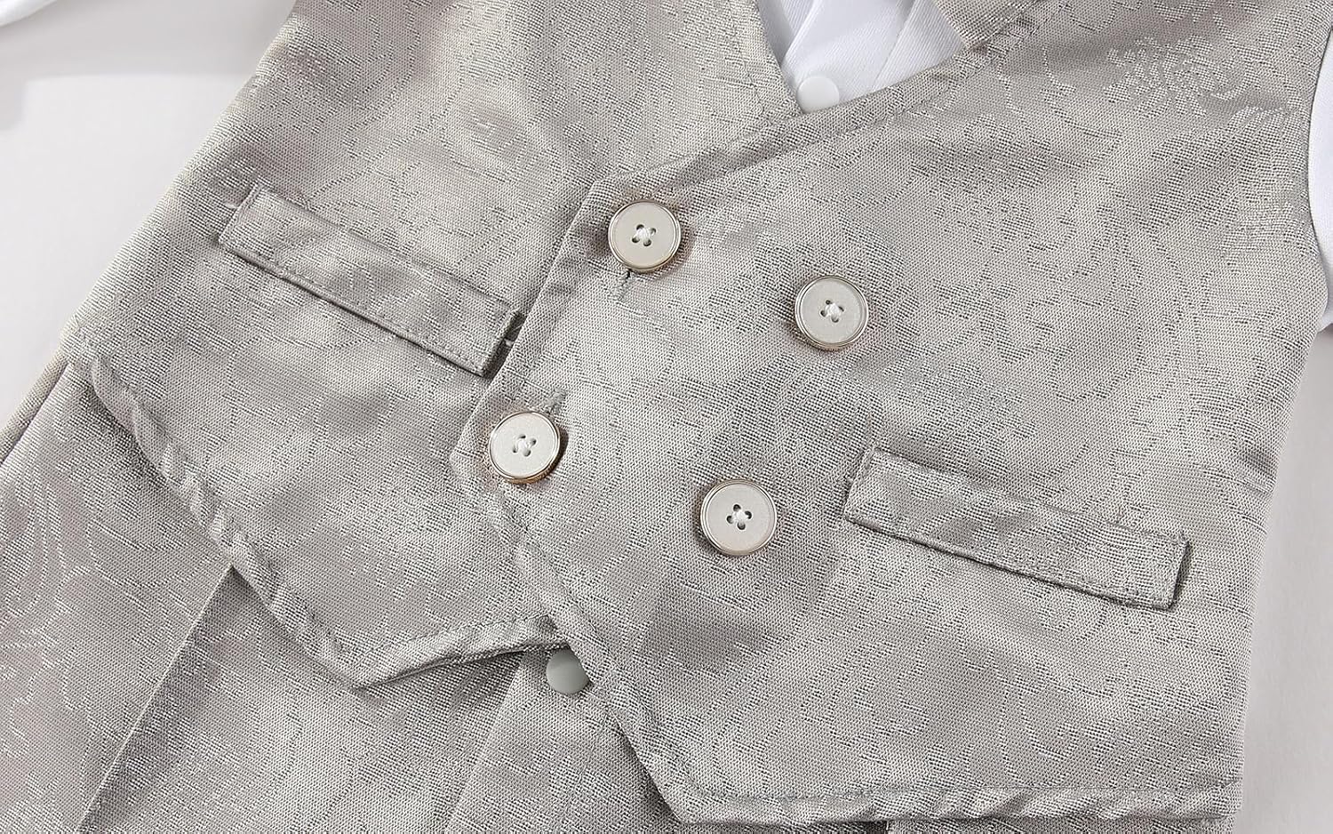 Newborn Baby Boy Gentleman Tuxedo Romper One Piece Long Sleeve Bowtie Outfit Formal Wear Clothes Suit - Image 7