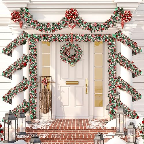 Miniatura 7 de Guirnalda de oropel de Navidad de 50 pies, guirnalda gruesa de oropel para decoración del árbol de Navidad, guirnalda metálica para Navidad,