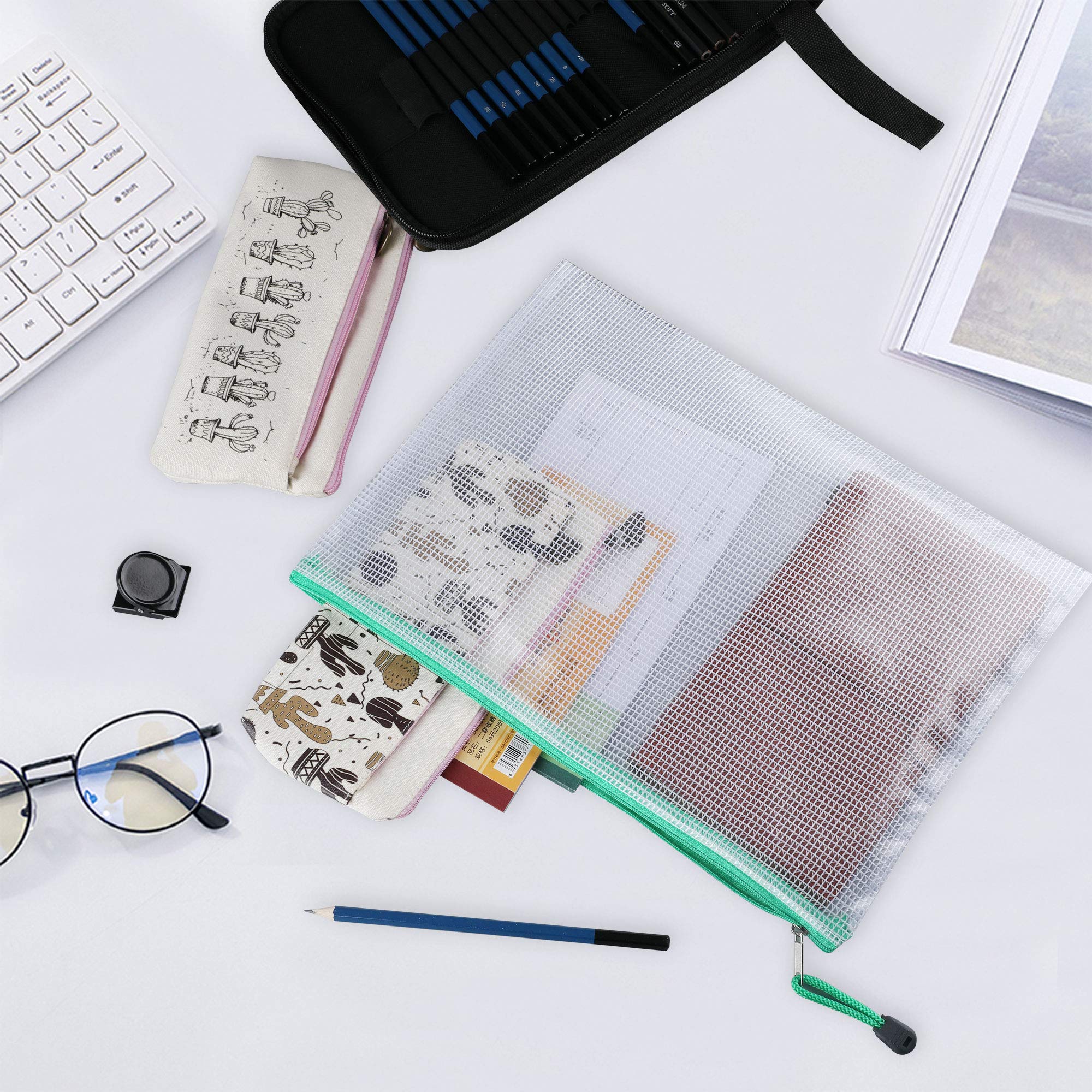 Ipow A5-documententas, 30 stuks, A5-formaat, netzakjes, set met ritssluiting, voor het organiseren van bestanden, documenten, cosmetica en reiskeukengerei Ipow A5-documententas, 30 stuks, A5-formaat, netzakjes, set met ritssluiting, voor het organiseren van bestanden, documenten, cosmetica en reiskeukengerei