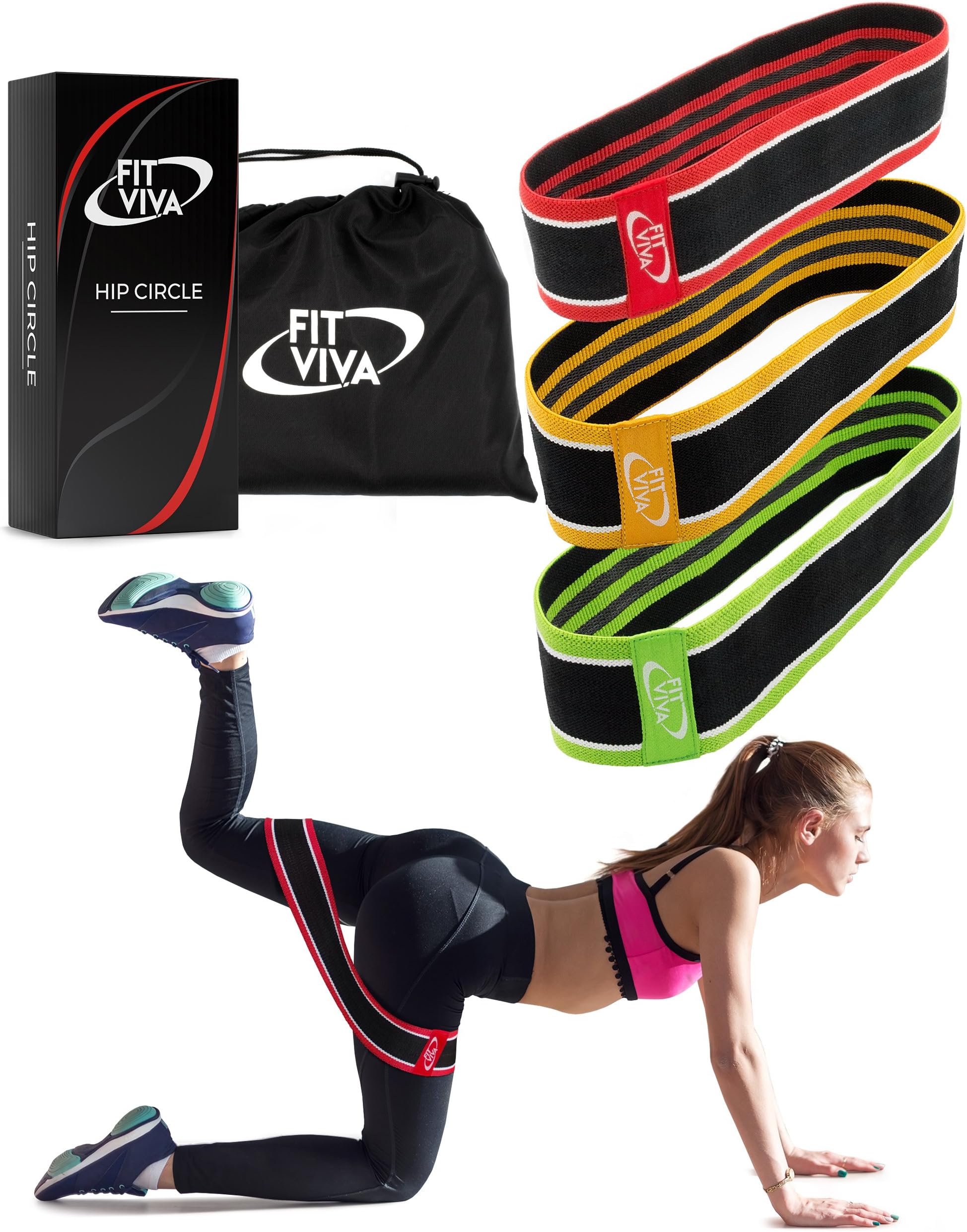 Fabric Resistance Bands Set - Booty Hip Bands for Legs, Shoulders and Arms Exercises - Perfect for Fitness, Glute or Squat Workout - 3 Non-Rolling Circle Bands for Women and Men (3 Bands Set)