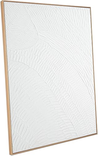 Miniatura 12 de Pintura de Arte de Pared Abstracta Neutra Enmarcada - Decoración de Pared de Lienzo Abstracto Grande con Ilustraciones de Curvas 3D Pintado a Mano