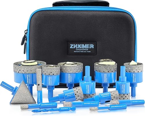 16 Pcs Vacuum Brazed Diamond Hole Saw Kit, 6-65mm | Tile Hole Saw Kit for Drilling Porcelain Tile, Ceramic, Glass, Granite, Marble and Stone
