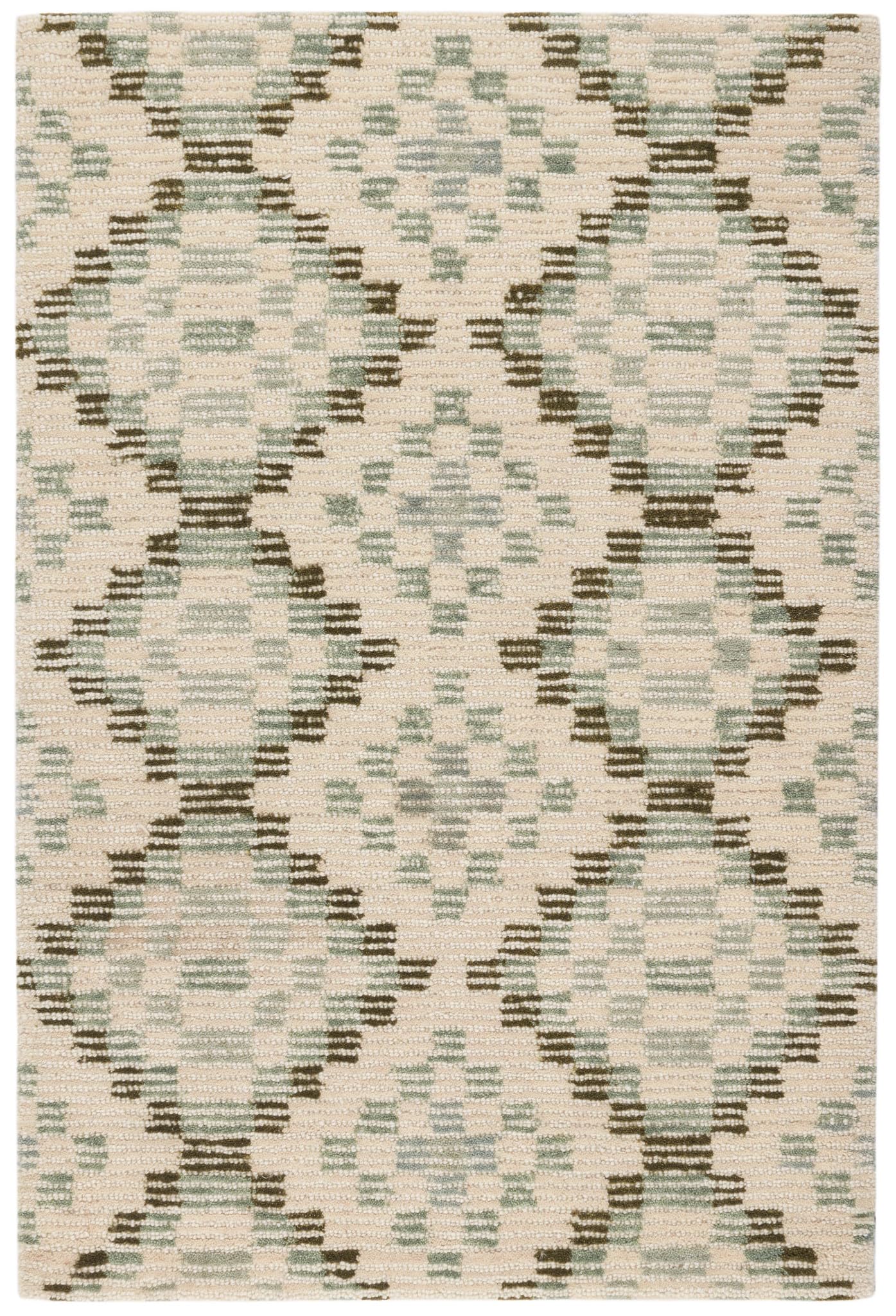 Dash & Albert Diamond Cove Green Hand Tufted Wool Rug, 7.5 X 9.5 Feet, Green/Blue Geometric Pattern