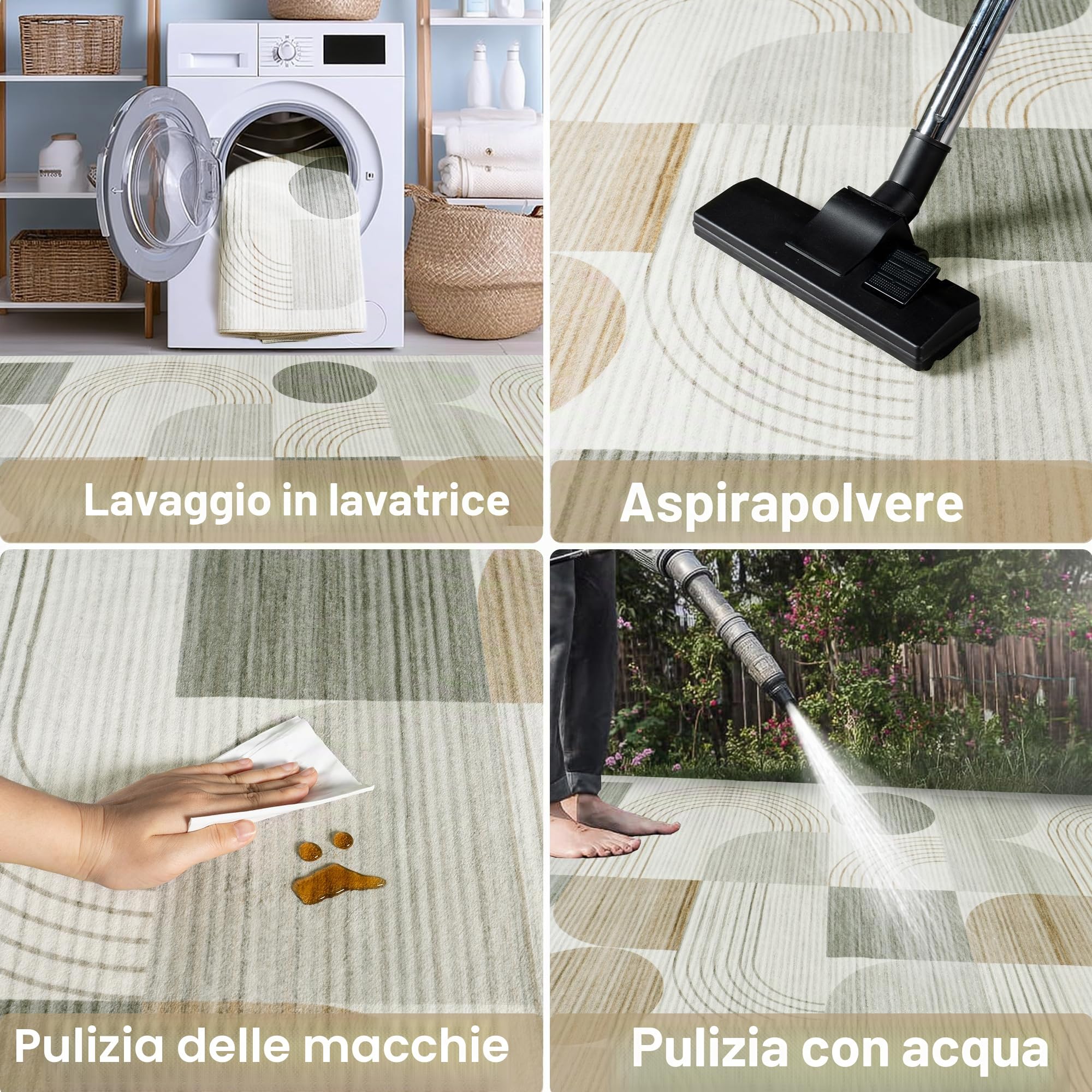 Tappeto per Soggiorno, Tappeto Moderno con Motivo Astratto per Soggiorno, Beige 200x230 cm Tappeto a Pelo Corto per Soggiorno Lavabile, Grande Tappeto in Lana per Camera da Letto, Ufficio