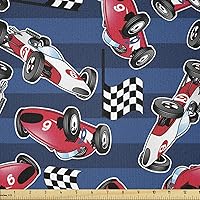 Vista 10 de Ambesonne The Yard, muñecas japonesas Kokeshi con estampado de flores de Sakura, estampado cultural, tela de punto elástico para ropa, costura