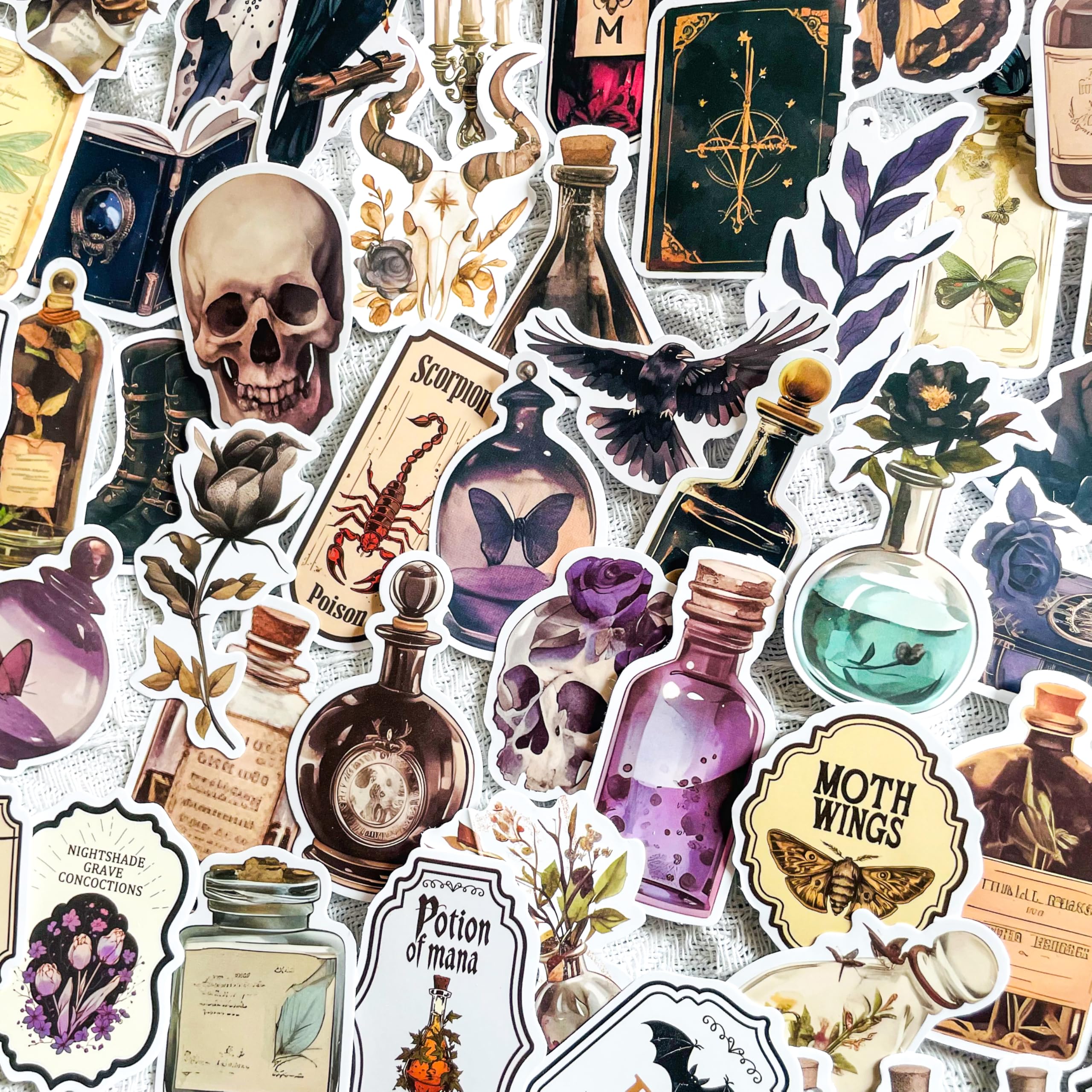 Vintage-Aufkleber für Apothekertranke, 100 Stück, Gothic, dunkle Trankflaschen, Hexe, Halloween-Dekor-Aufkleber für Scrapbooking, Tagebücher, Wasserflasche, Laptop